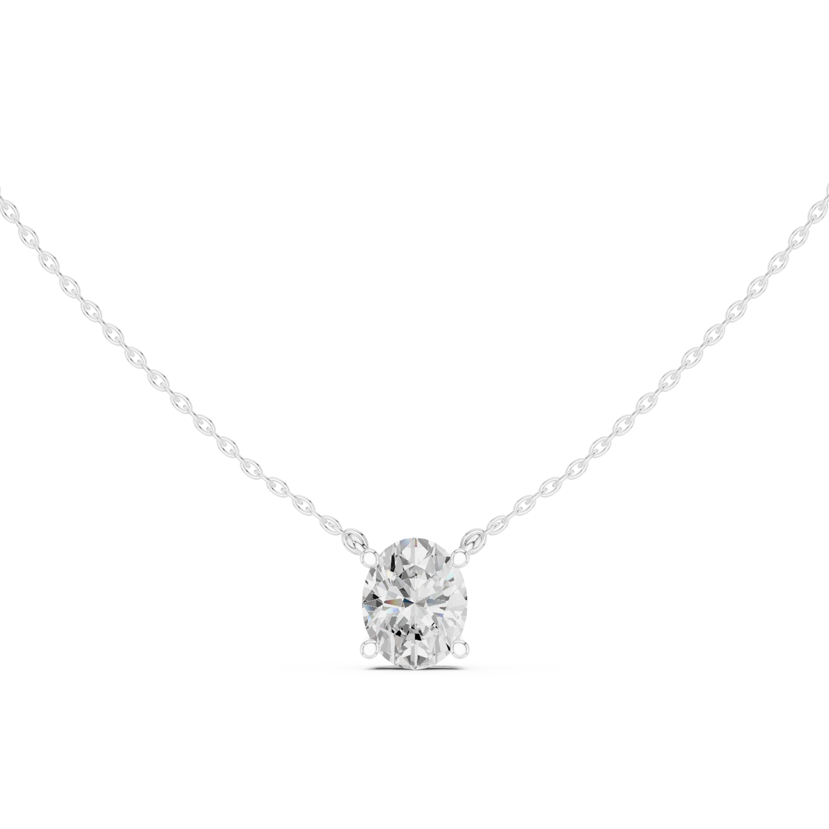 Oval Cut Solitaire Diamond Pendant – view 1 of 12, lab grown diamond pendant | Jewelix Atelier