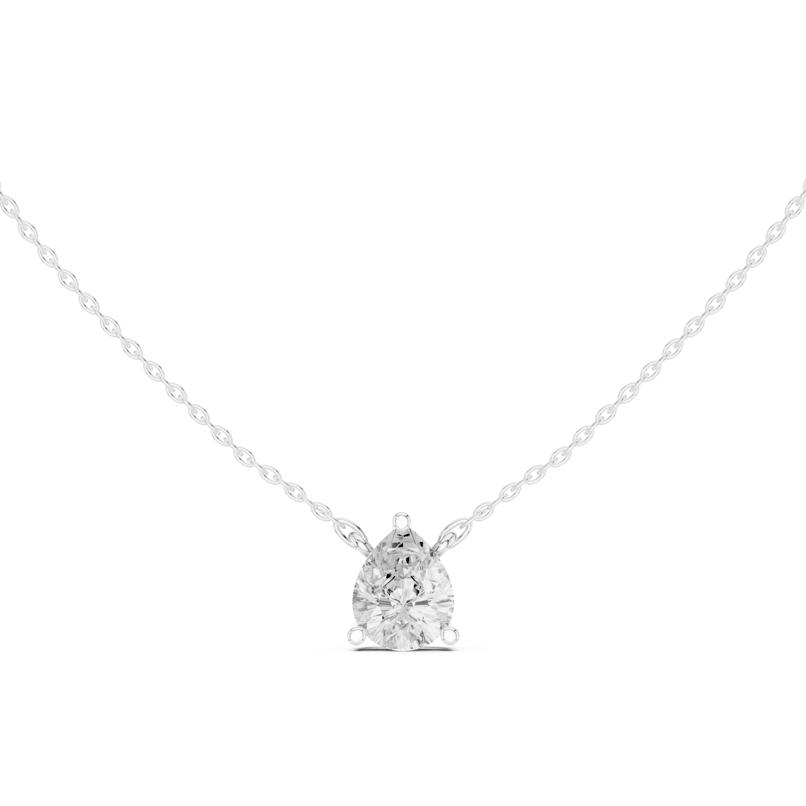 2.50 CT Pear Cut Solitaire Diamond Pendant Necklace
