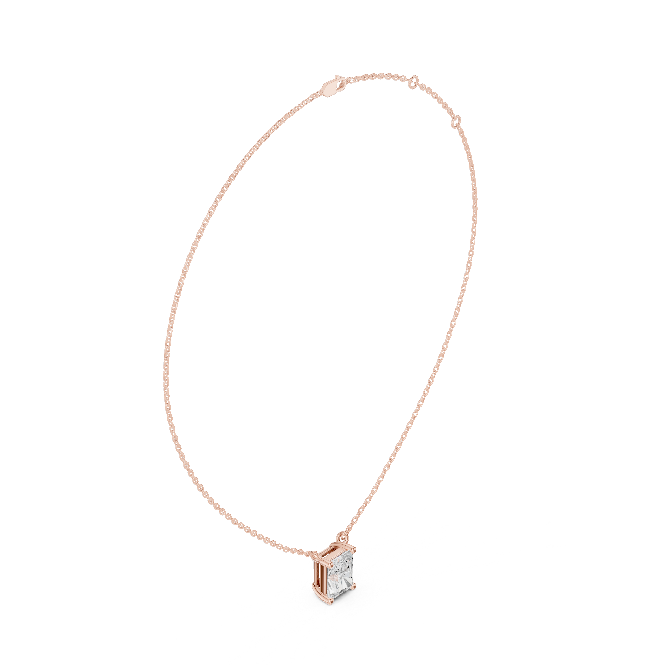 2.50 CT Radiant Cut Solitaire Diamond Pendant Necklace