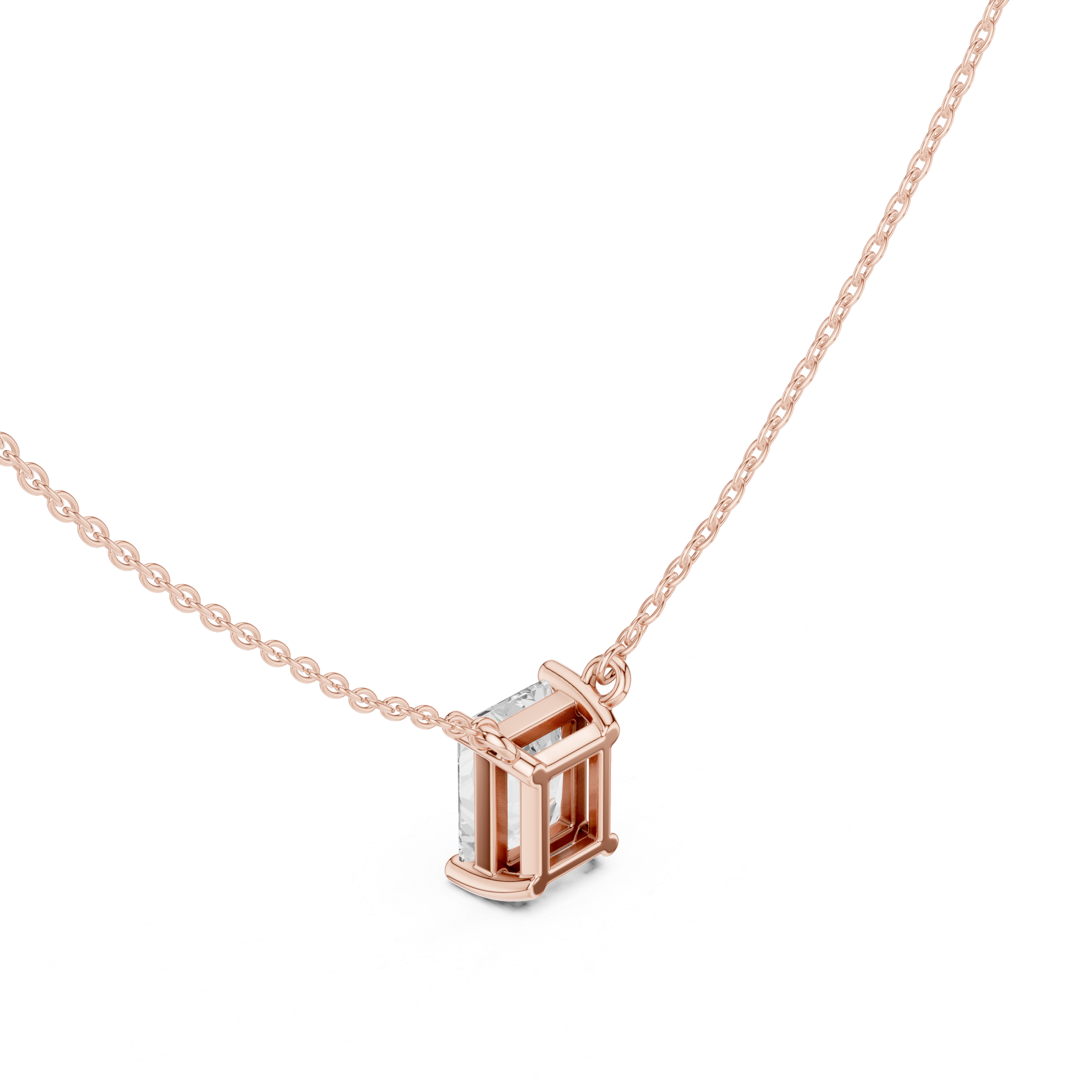 2.50 CT Radiant Cut Solitaire Diamond Pendant Necklace