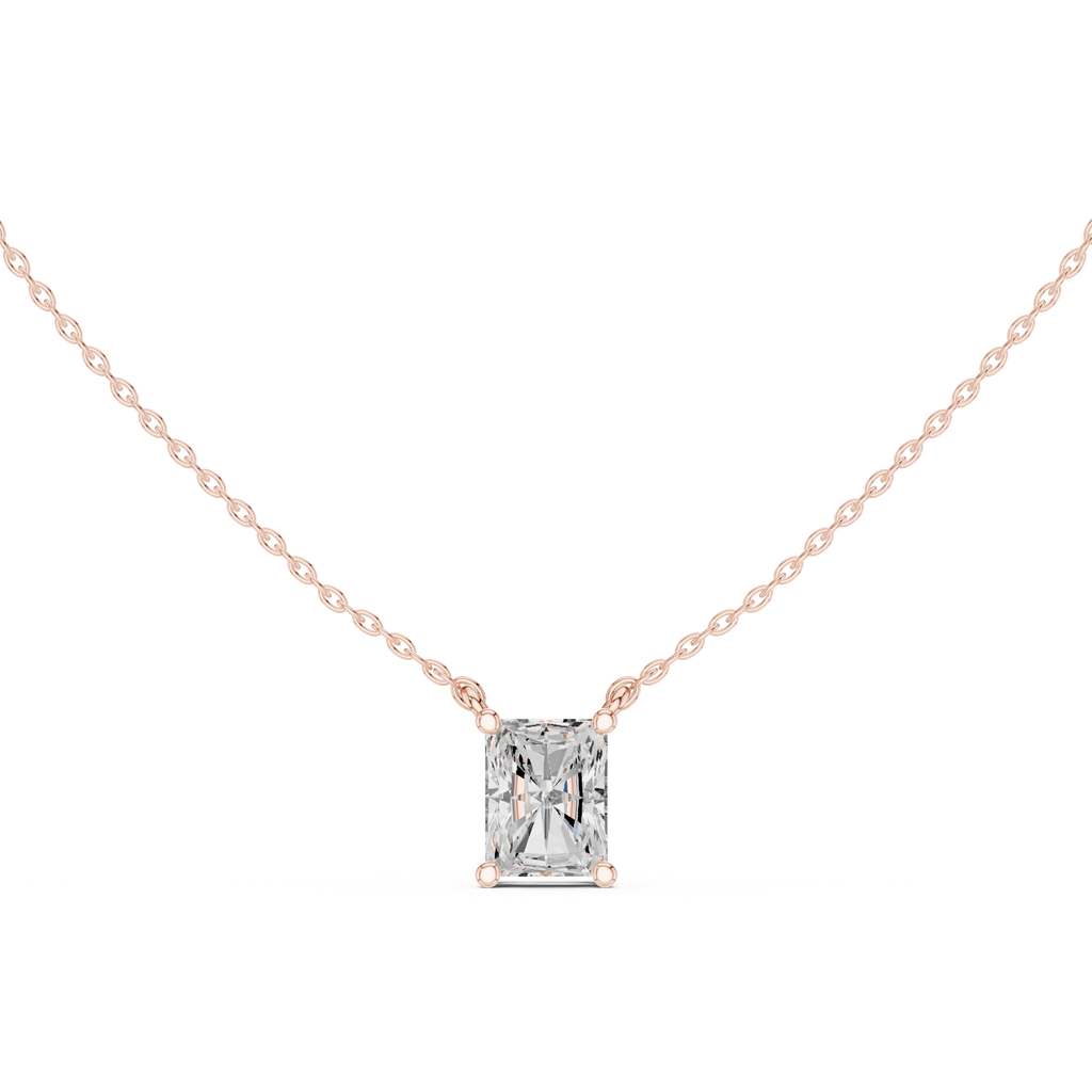 2.50 CT Radiant Cut Solitaire Diamond Pendant Necklace