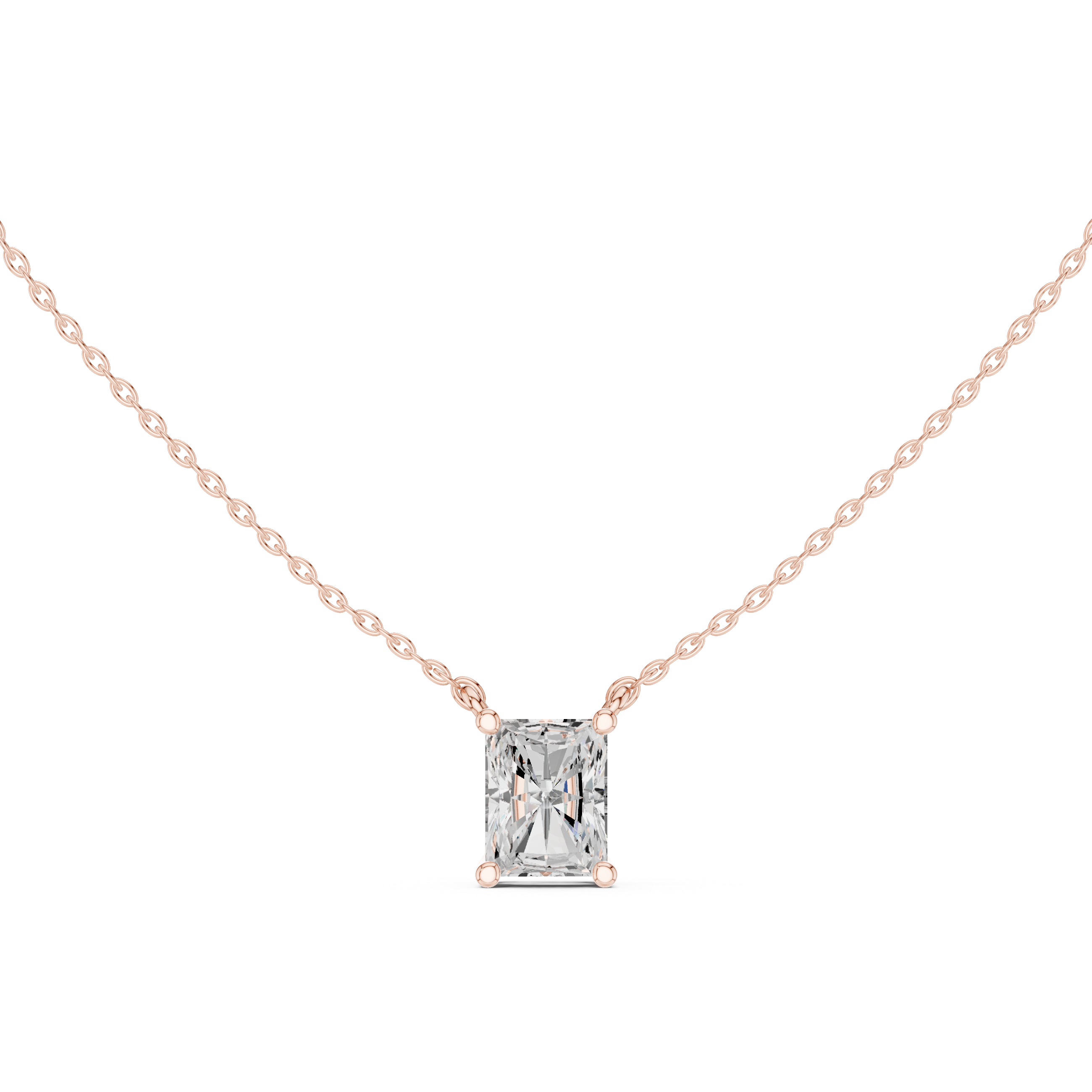 2.50 CT Radiant Cut Solitaire Diamond Pendant Necklace