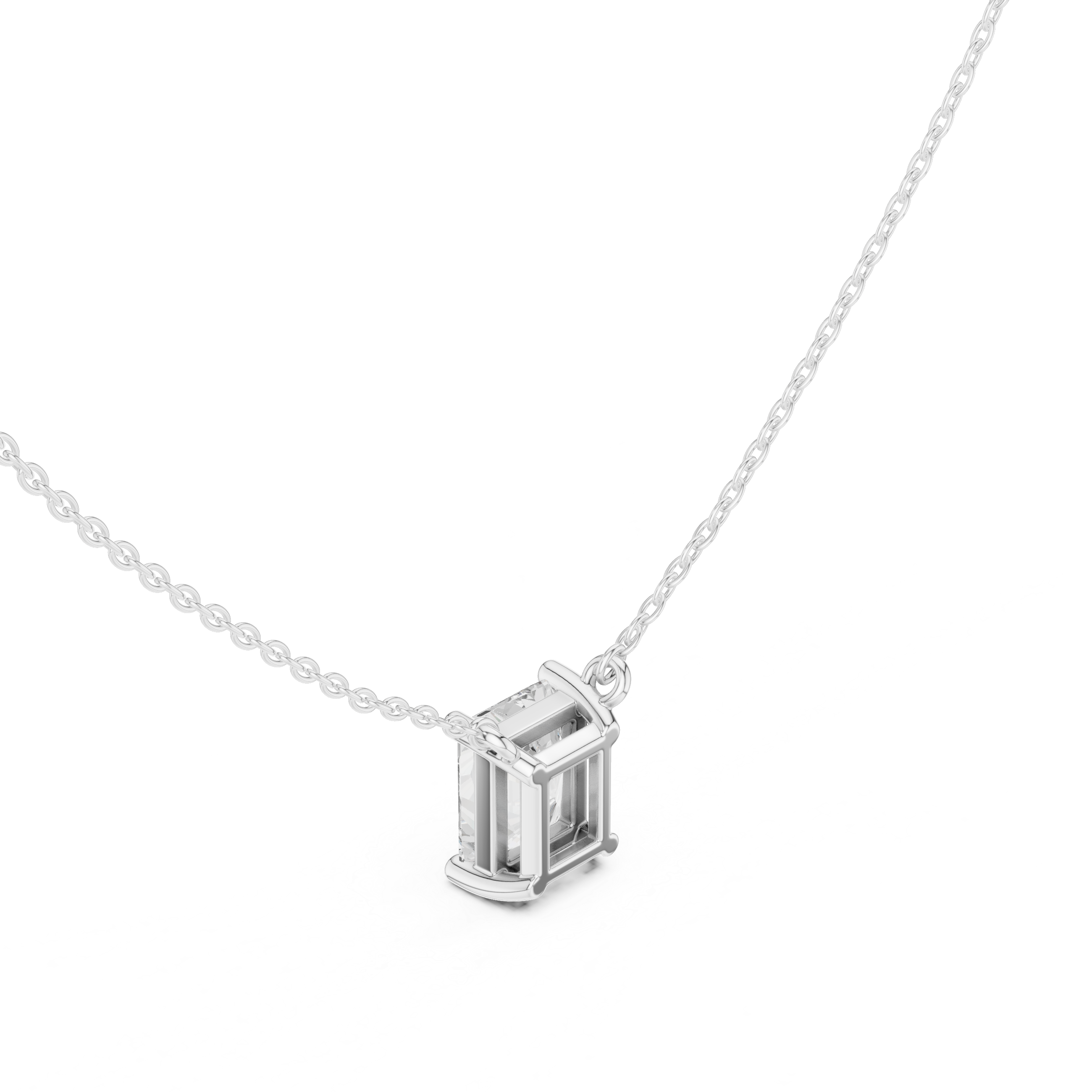2.50 CT Radiant Cut Solitaire Diamond Pendant Necklace