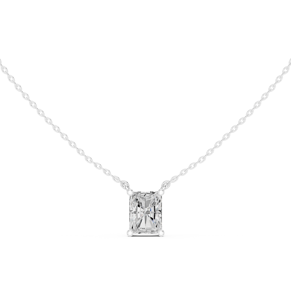 2.50 CT Radiant Cut Solitaire Diamond Pendant Necklace