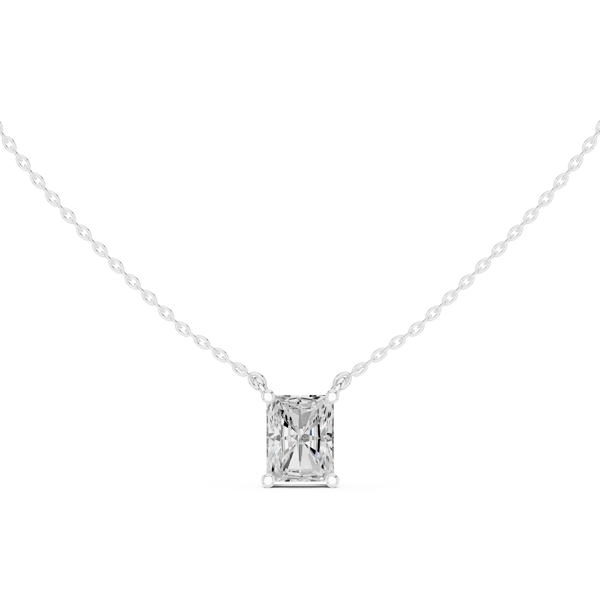 Radiant Cut Solitaire Diamond Pendant Necklace – view 1 of 12, lab grown diamond necklace | Jewelix Atelier