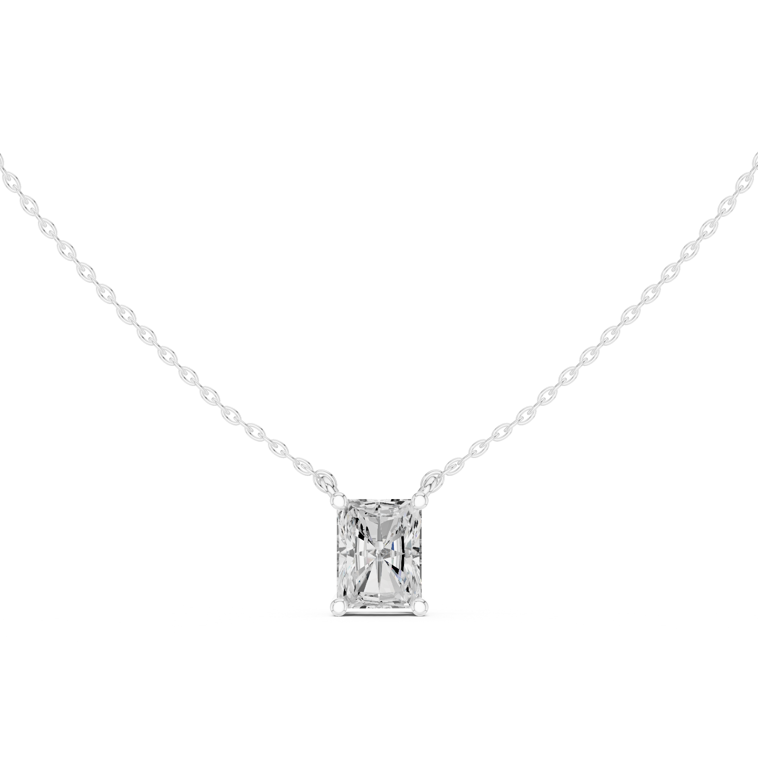 2.50 CT Radiant Cut Solitaire Diamond Pendant Necklace