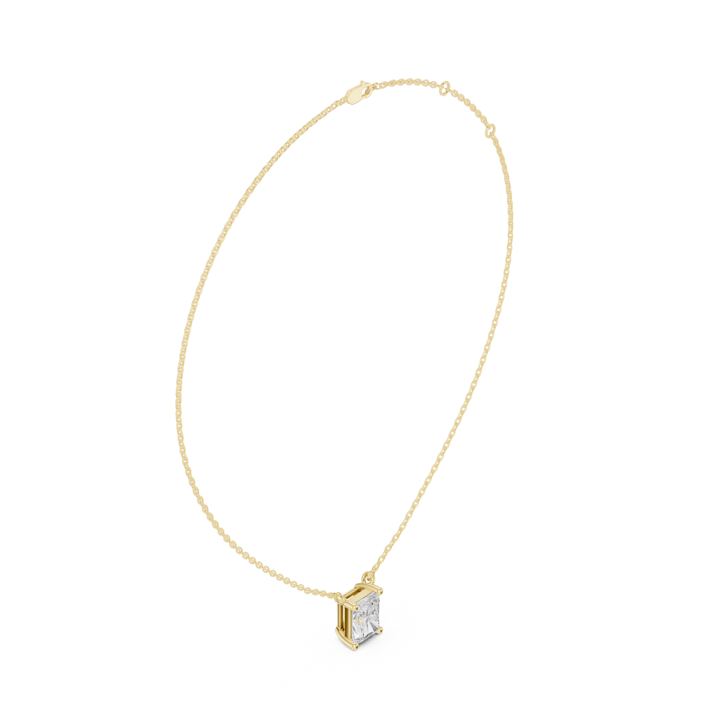 2.50 CT Radiant Cut Solitaire Diamond Pendant Necklace