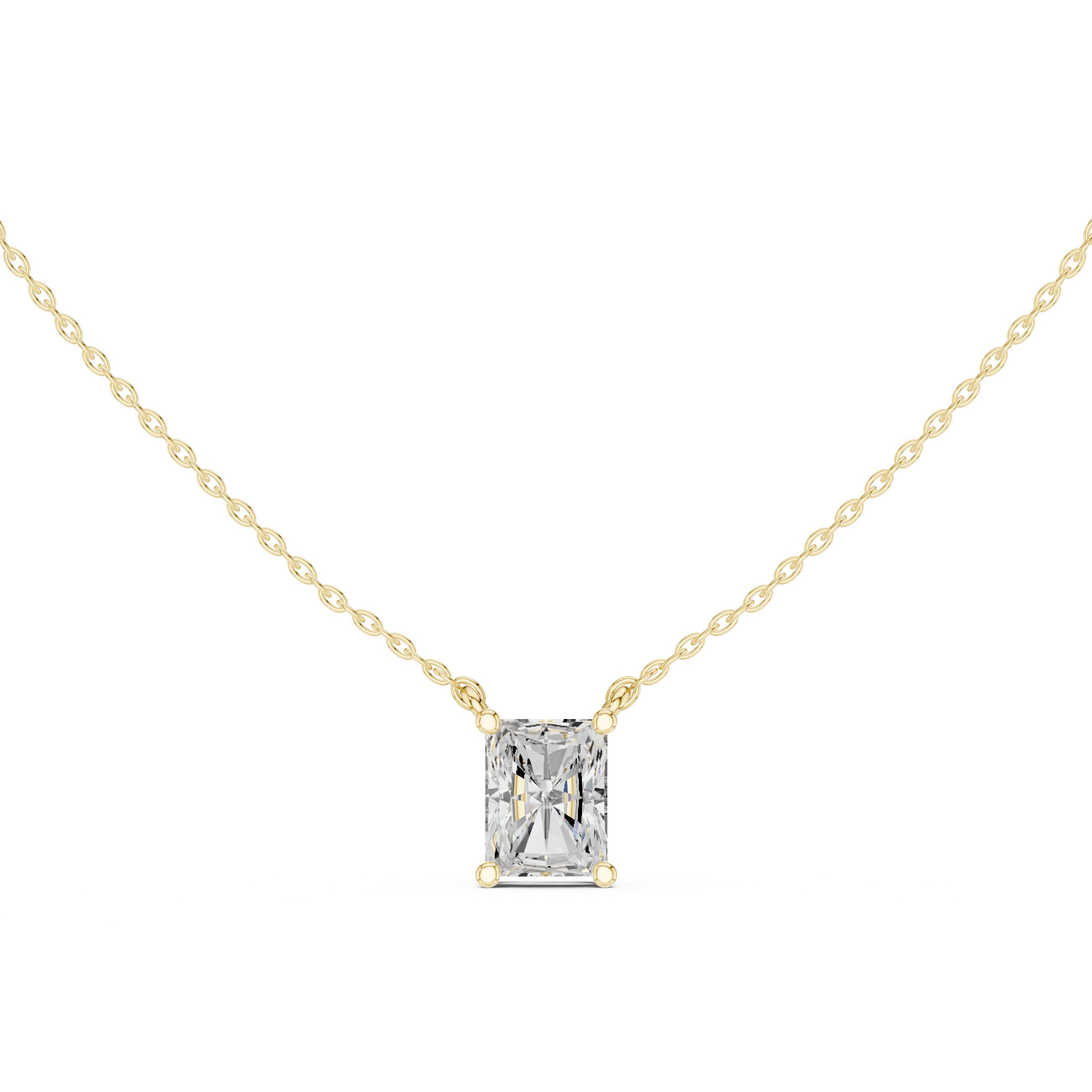 2.50 CT Radiant Cut Solitaire Diamond Pendant Necklace