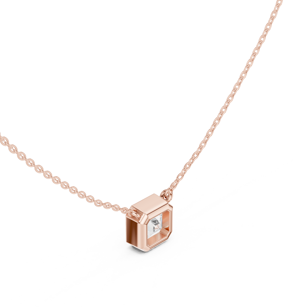 2.50 CT Asscher Cut Bezel Solitaire Diamond Pendant Necklace