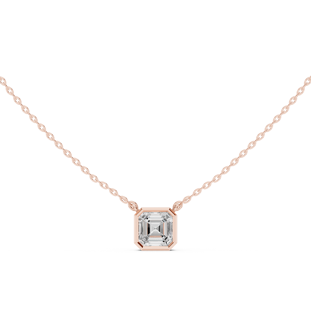 2.50 CT Asscher Cut Bezel Solitaire Diamond Pendant Necklace