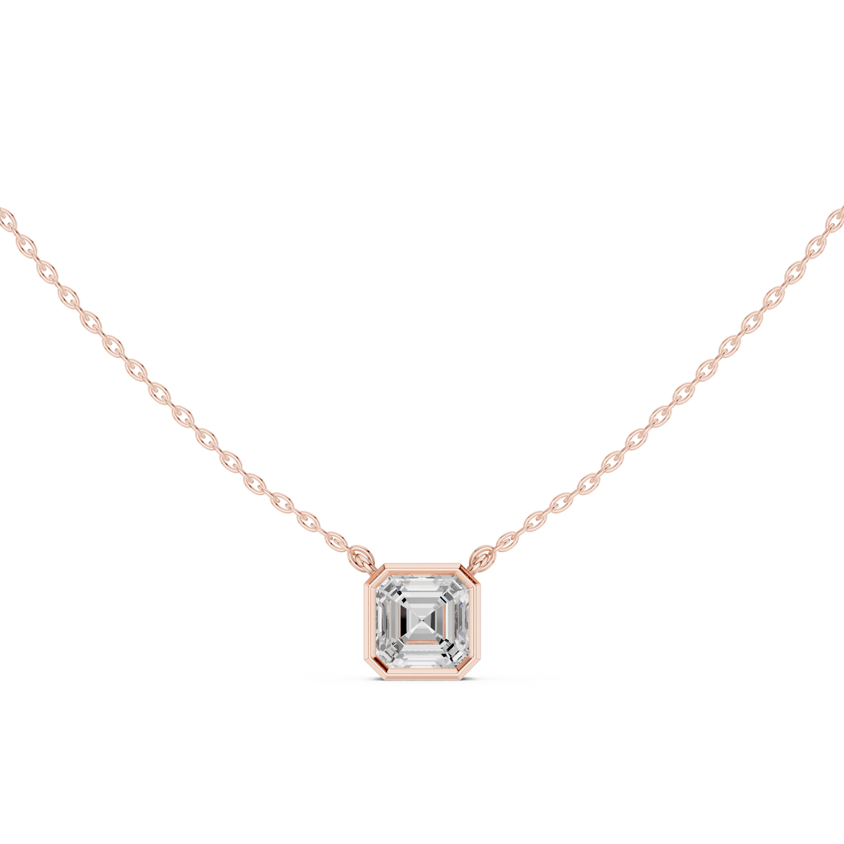 Asscher Cut Bezel Solitaire Diamond Pendant – view 5 of 12, lab grown diamond pendant | Jewelix Atelier