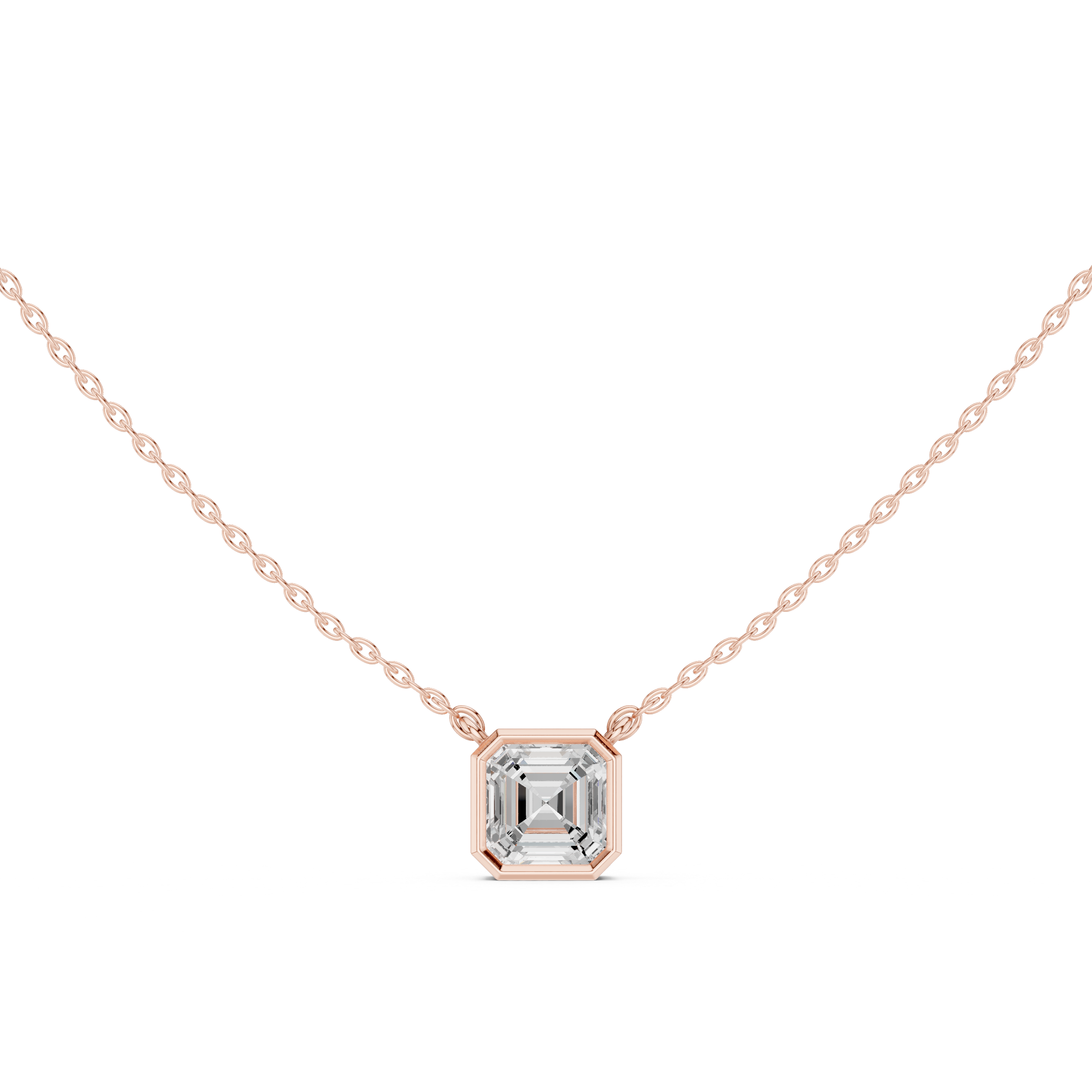 2.50 CT Asscher Cut Bezel Solitaire Diamond Pendant Necklace