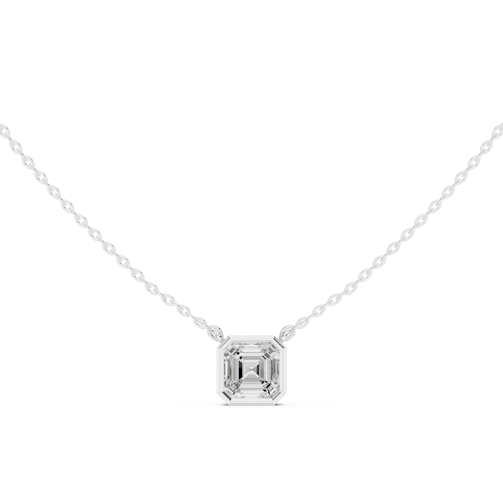 2.50 CT Asscher Cut Bezel Solitaire Diamond Pendant Necklace