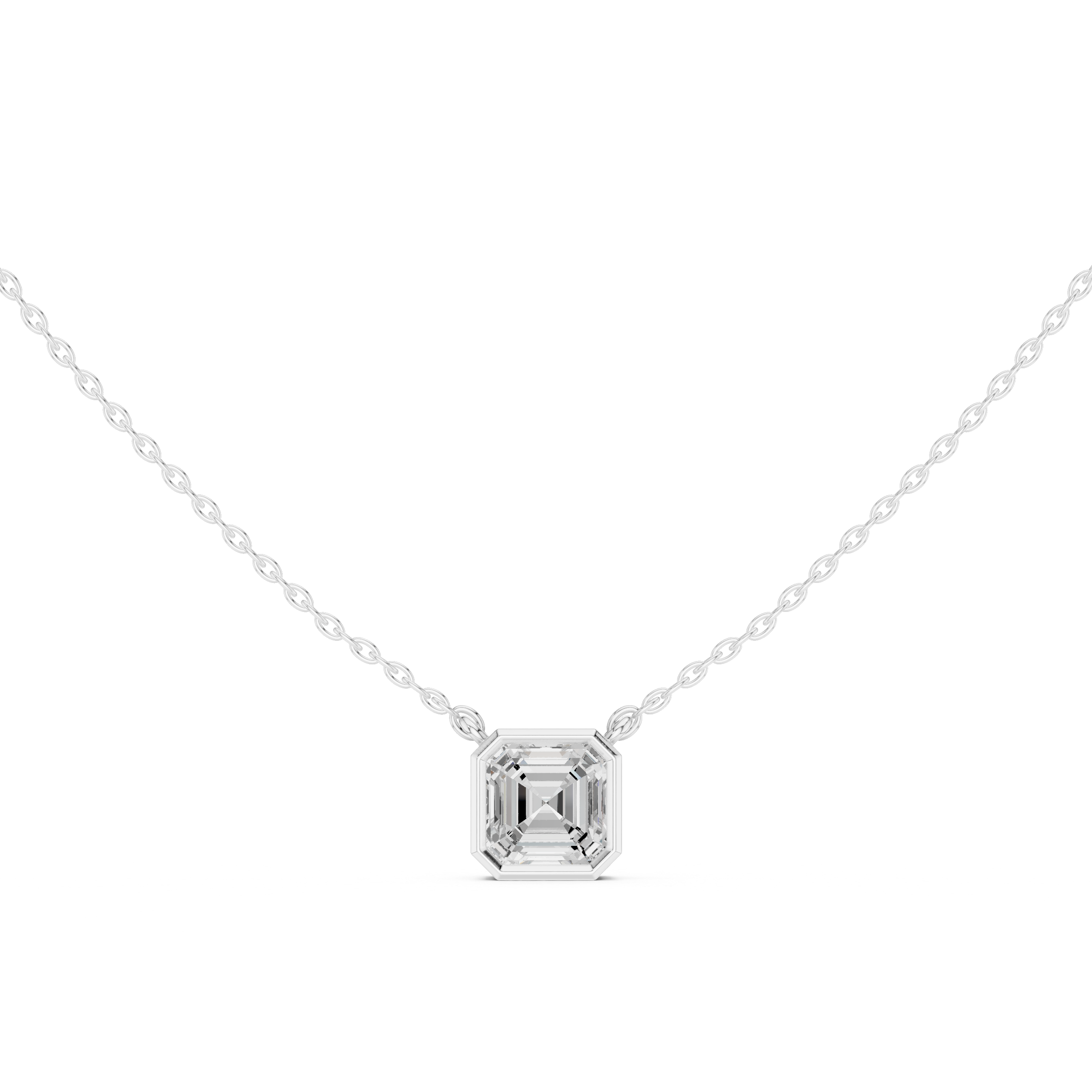 2.50 CT Asscher Cut Bezel Solitaire Diamond Pendant Necklace