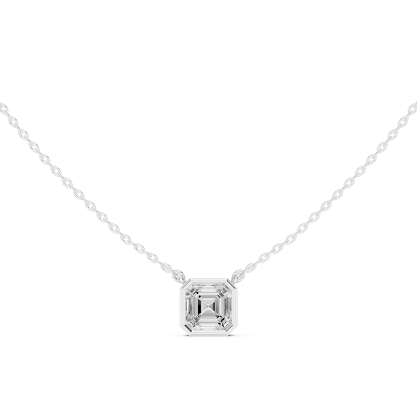 Asscher Cut Bezel Solitaire Diamond Pendant