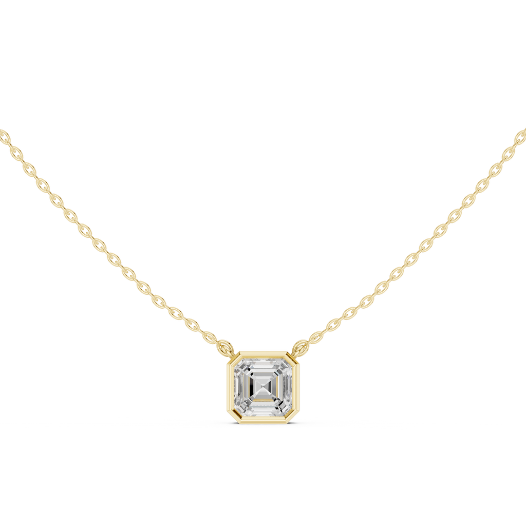2.50 CT Asscher Cut Bezel Solitaire Diamond Pendant Necklace