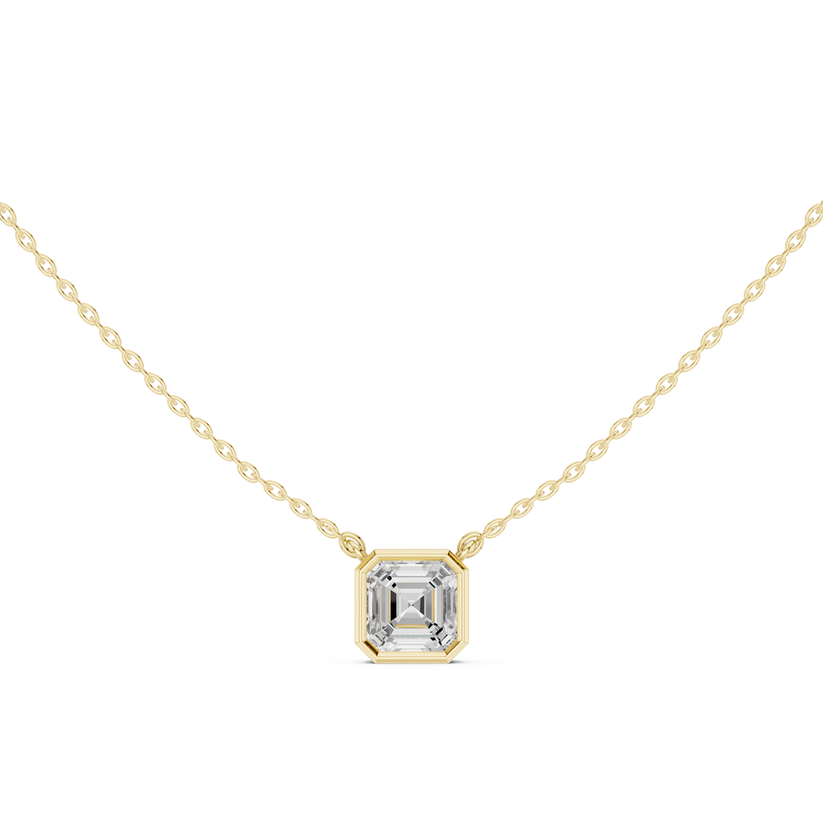 Asscher Cut Bezel Solitaire Diamond Pendant – view 9 of 12, lab grown diamond pendant | Jewelix Atelier
