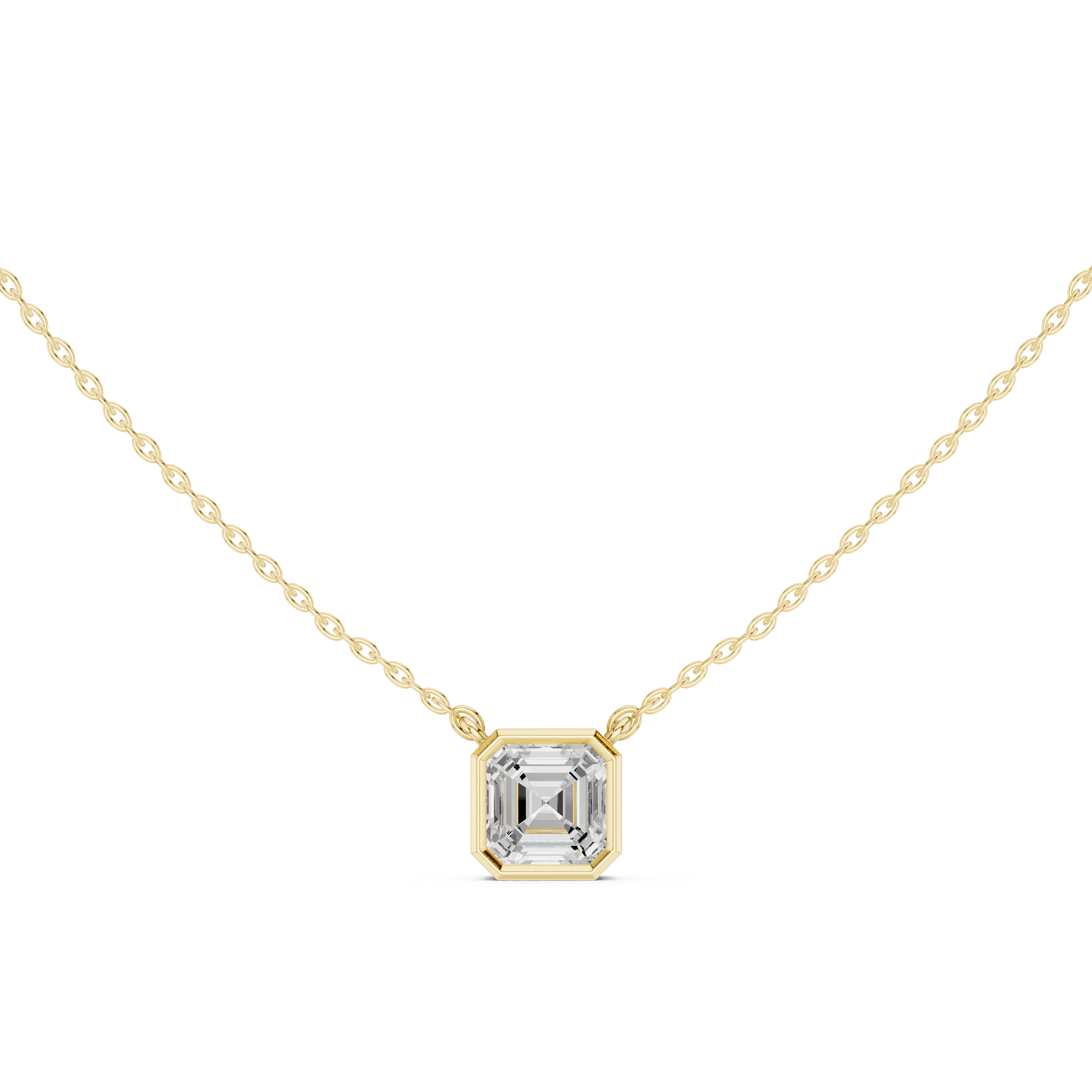 2.50 CT Asscher Cut Bezel Solitaire Diamond Pendant Necklace