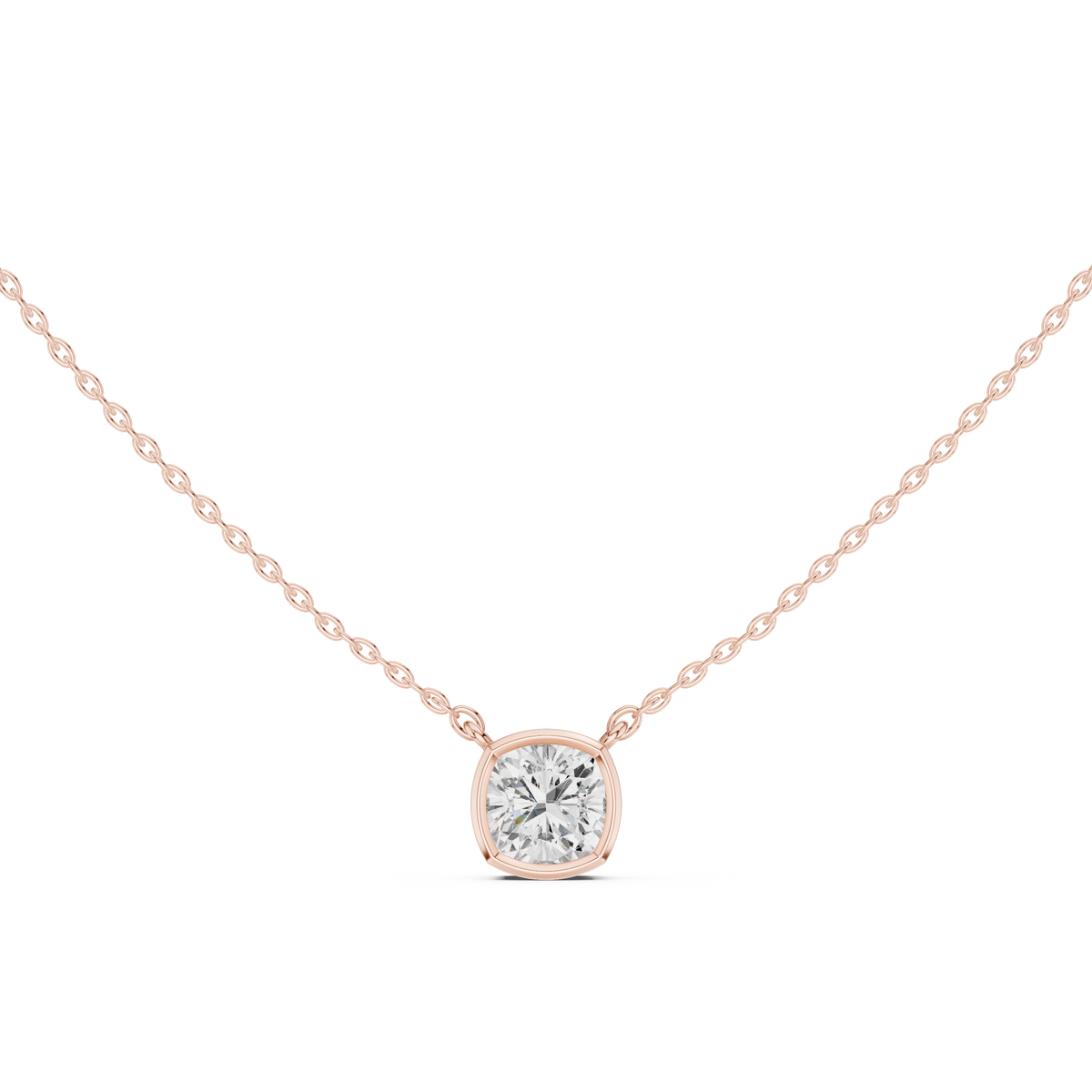 Cushion Cut Bezel Solitaire Diamond Pendant – view 5 of 12, lab grown diamond pendant | Jewelix Atelier
