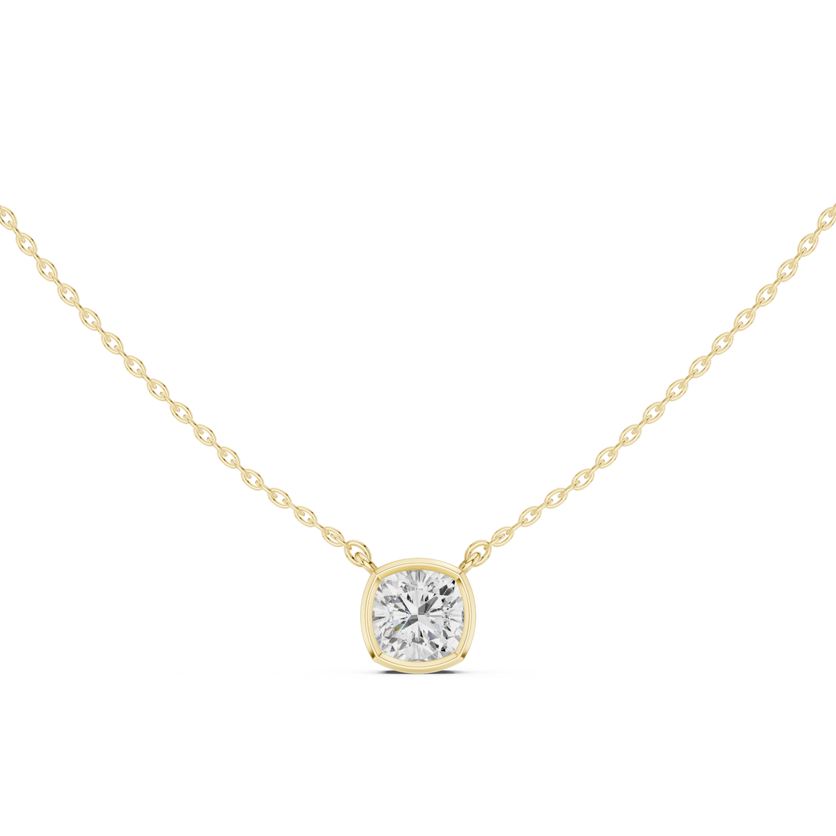 Cushion Cut Bezel Solitaire Diamond Pendant – view 9 of 12, lab grown diamond pendant | Jewelix Atelier