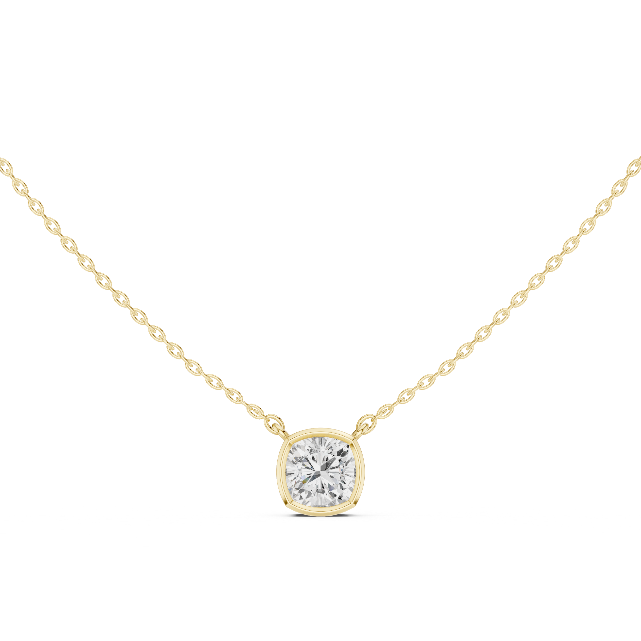 2.50 CT Cushion Cut Bezel Solitaire Diamond Pendant Necklace