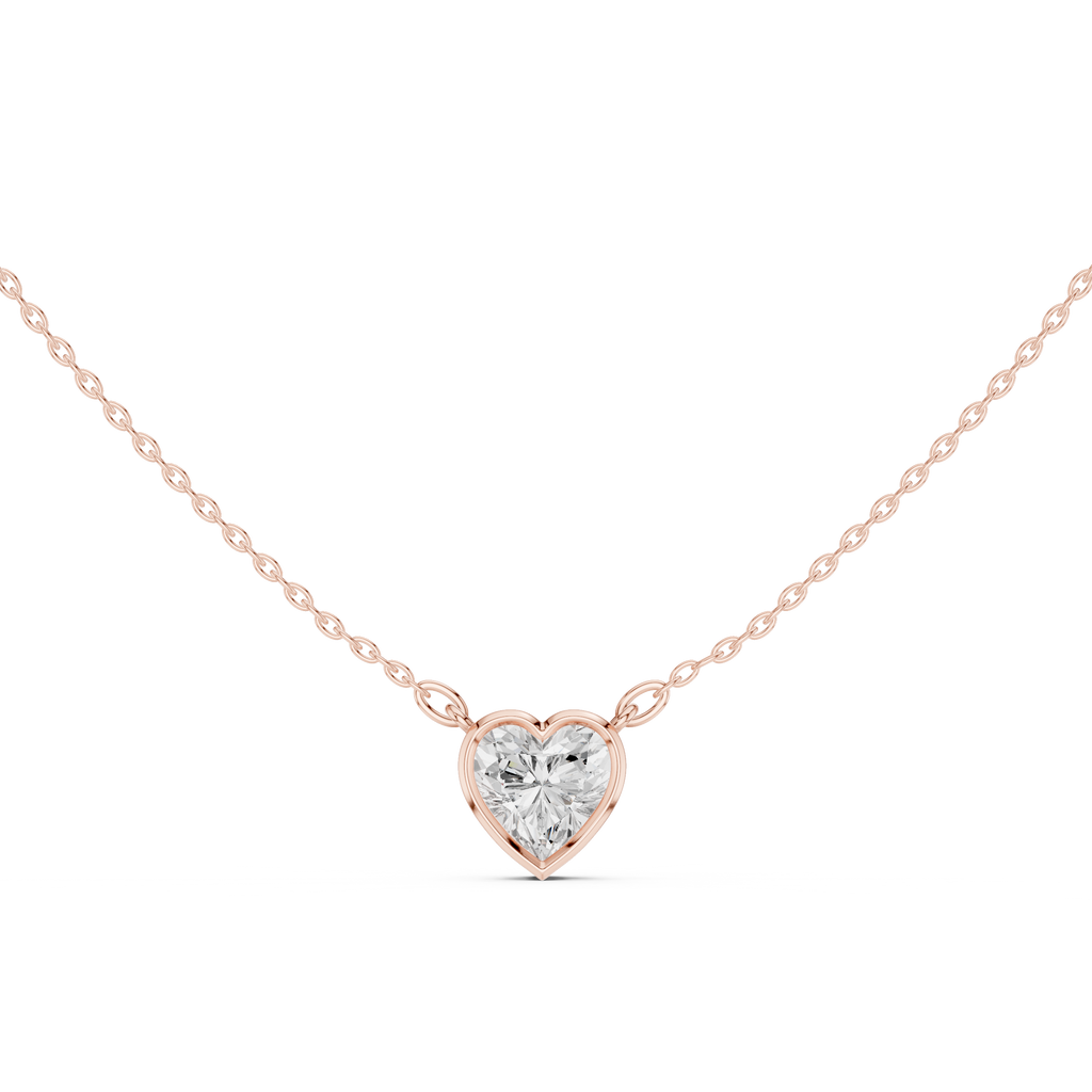 2.50 CT Heart Cut Bezel Solitaire Diamond Pendant Necklace