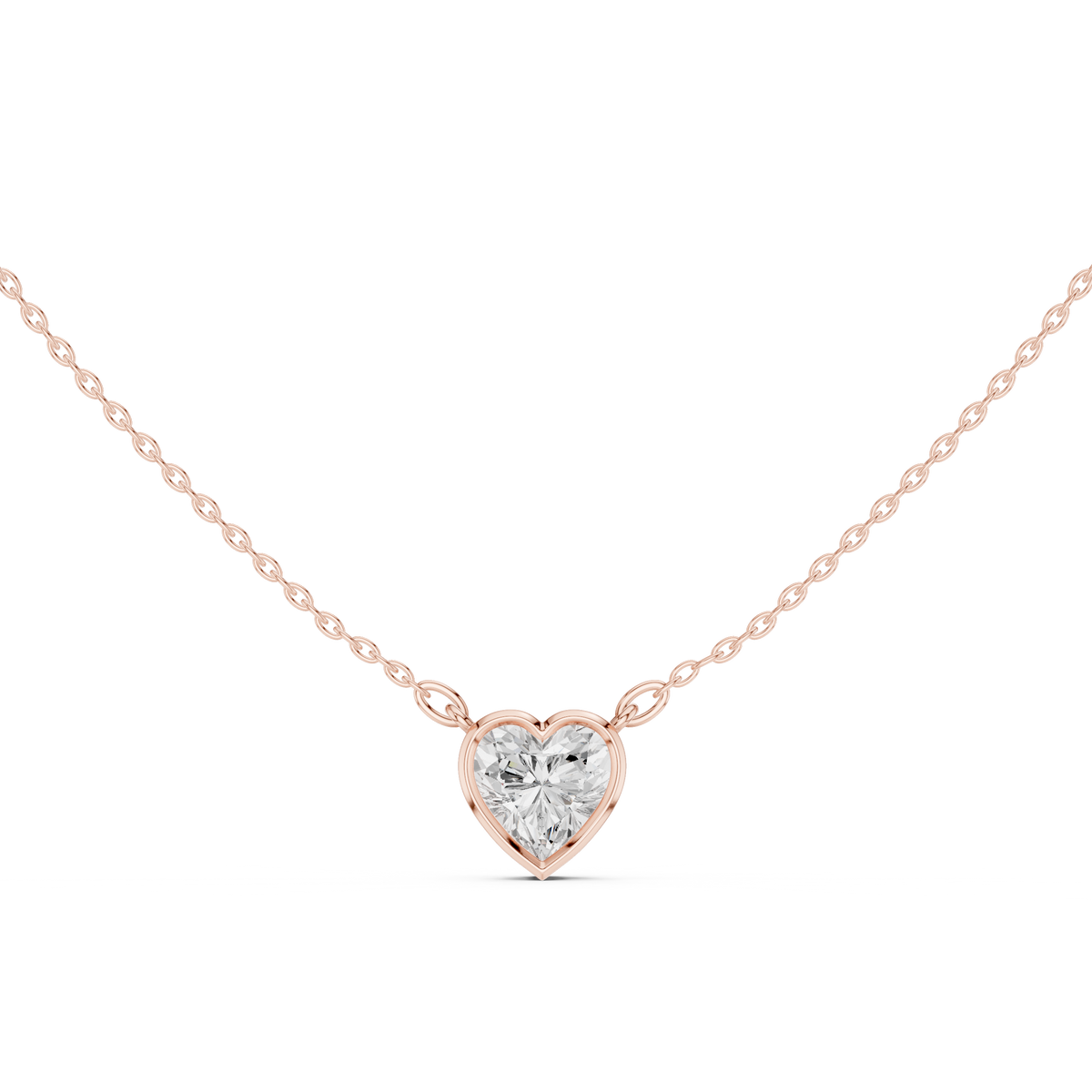 Heart Cut Bezel Solitaire Diamond Pendant – view 5 of 12, lab grown diamond pendant | Jewelix Atelier