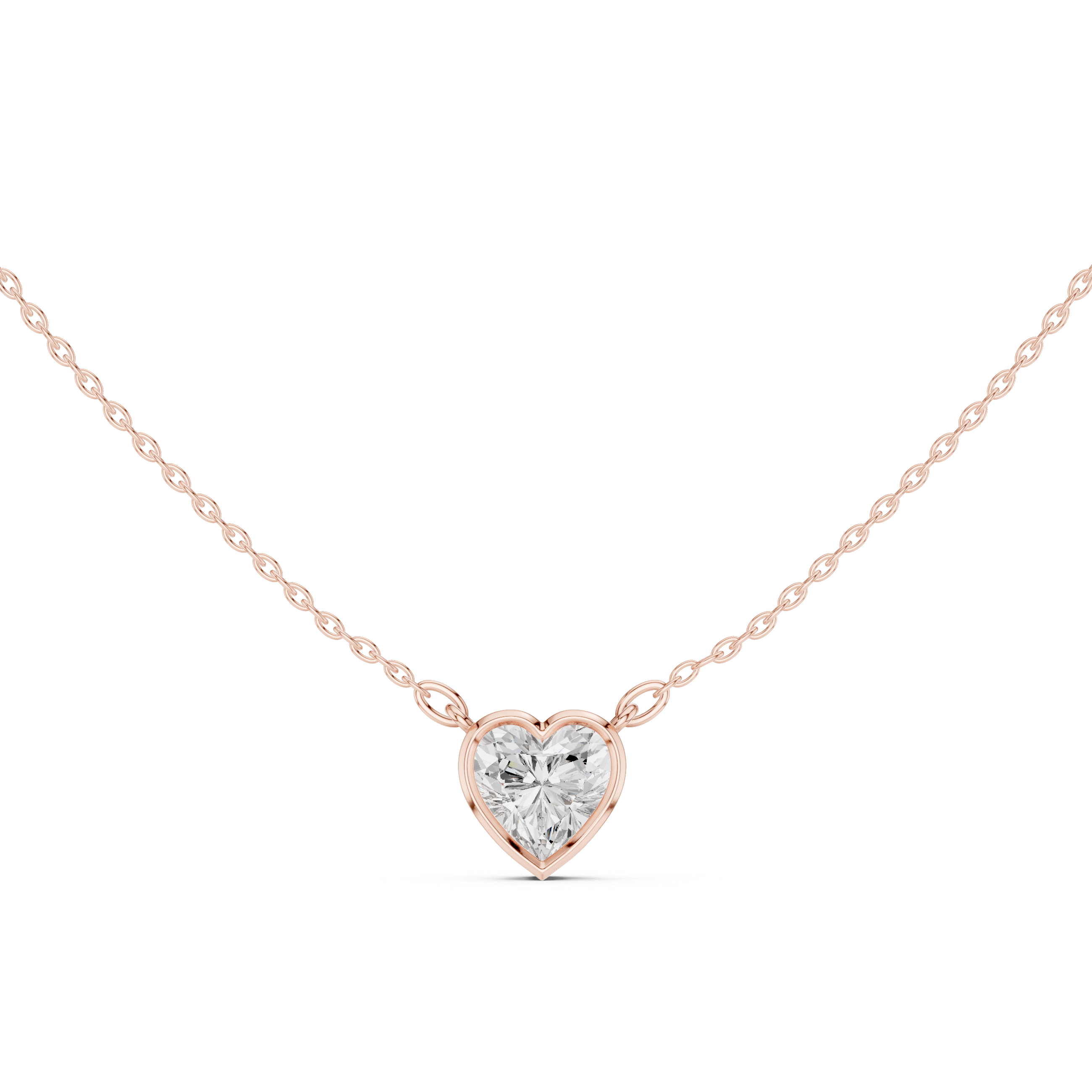 2.50 CT Heart Cut Bezel Solitaire Diamond Pendant Necklace