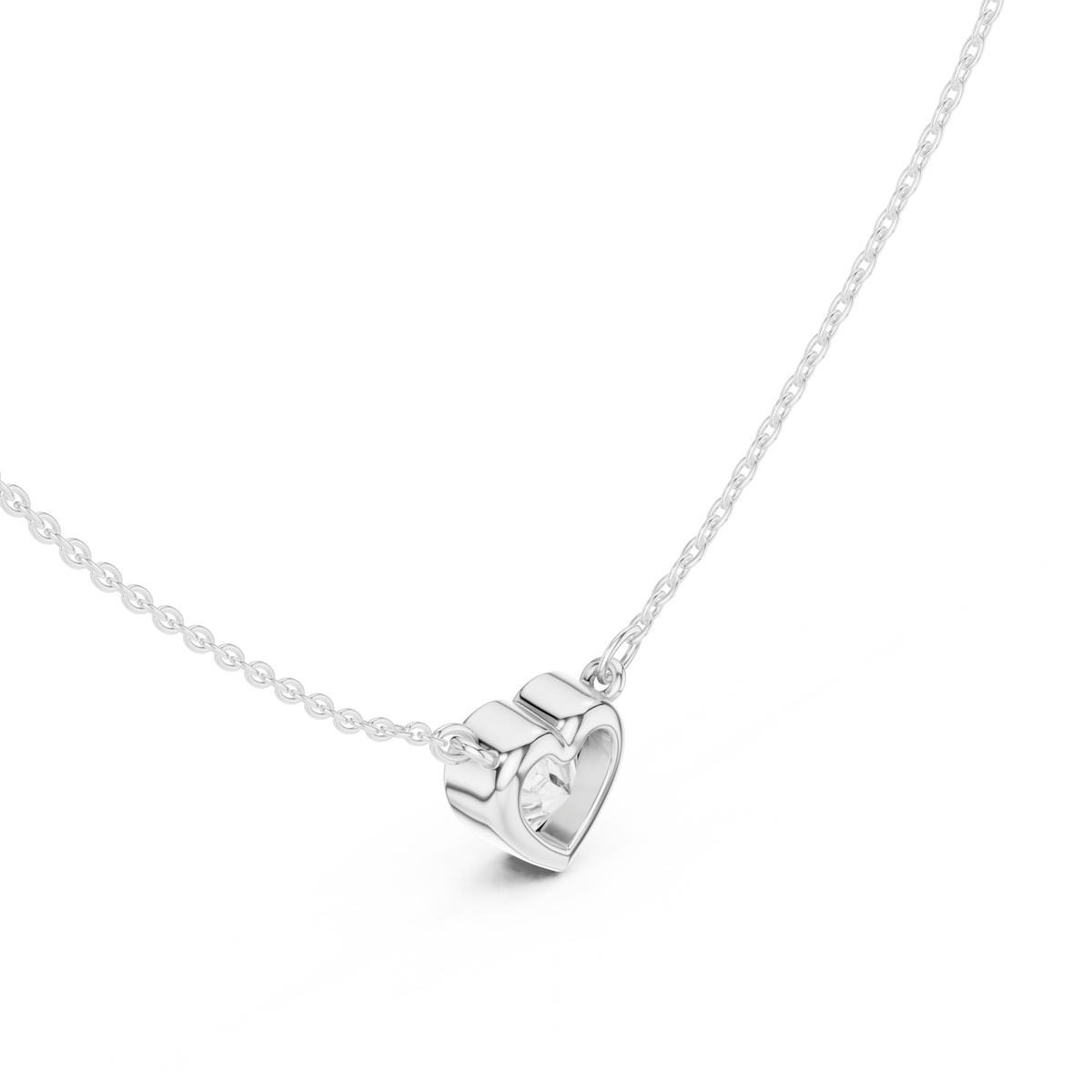 Heart Cut Bezel Solitaire Diamond Pendant – view 3 of 12, lab grown diamond pendant | Jewelix Atelier