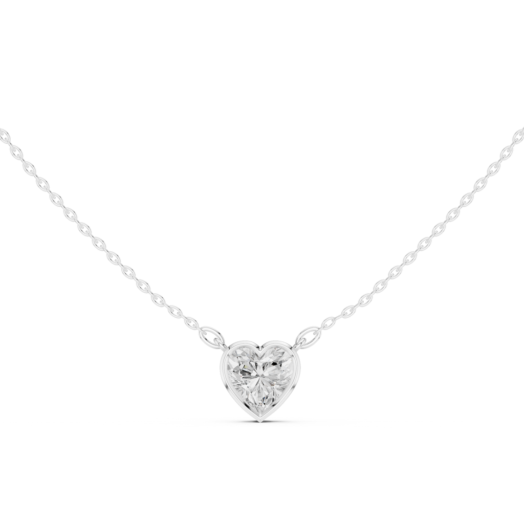 2.50 CT Heart Cut Bezel Solitaire Diamond Pendant Necklace