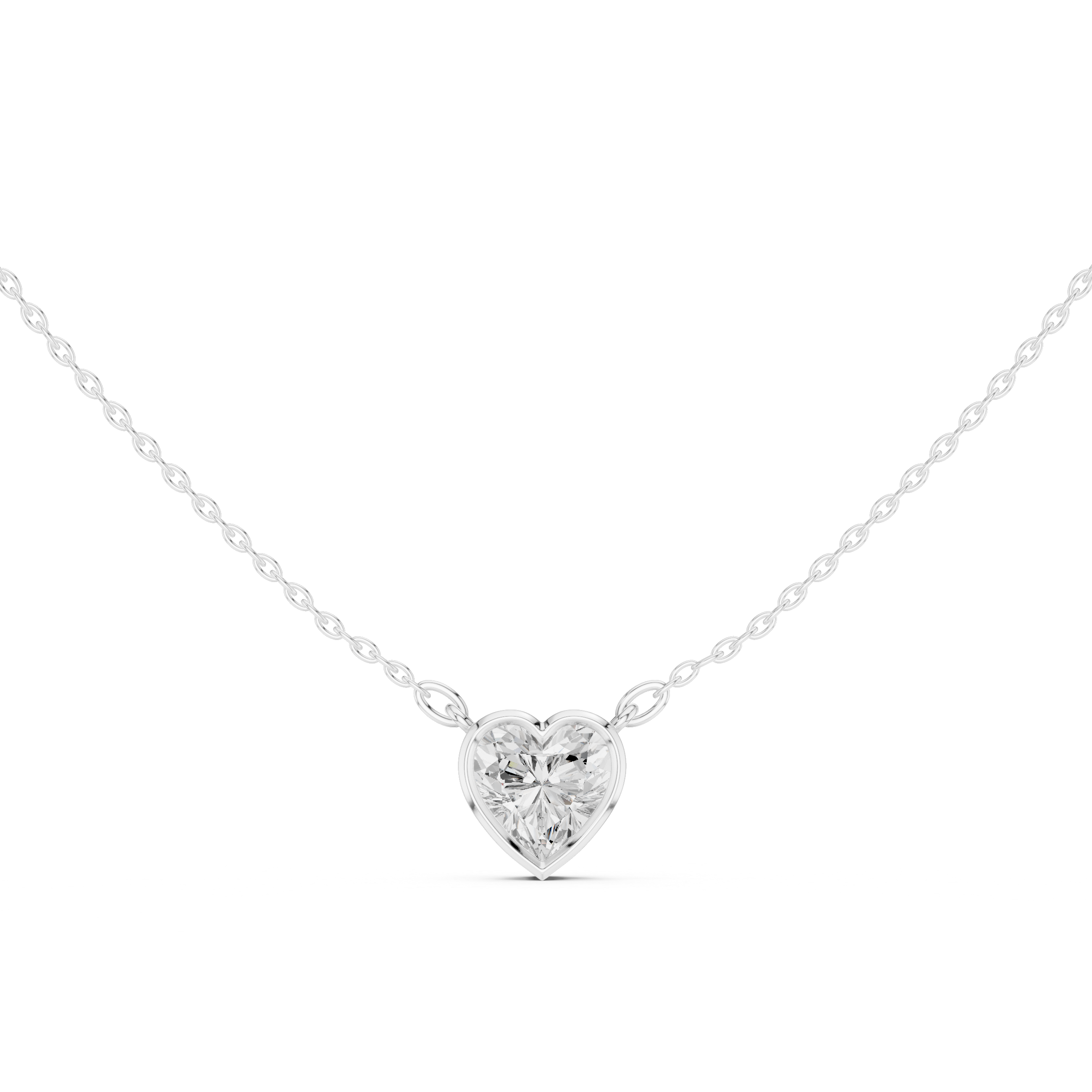 2.50 CT Heart Cut Bezel Solitaire Diamond Pendant Necklace