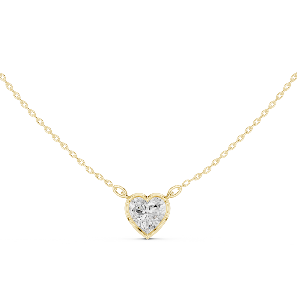 2.50 CT Heart Cut Bezel Solitaire Diamond Pendant Necklace