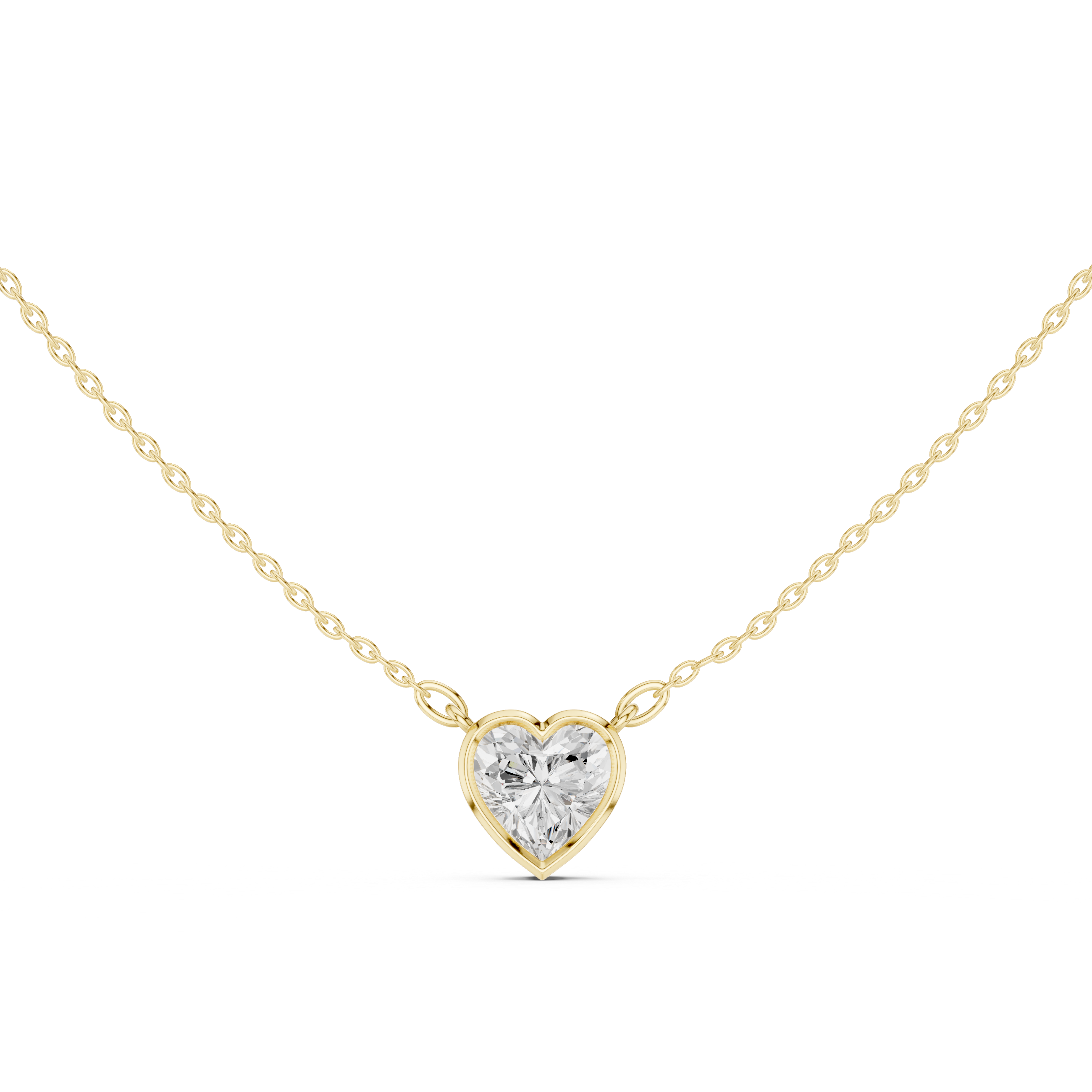 2.50 CT Heart Cut Bezel Solitaire Diamond Pendant Necklace