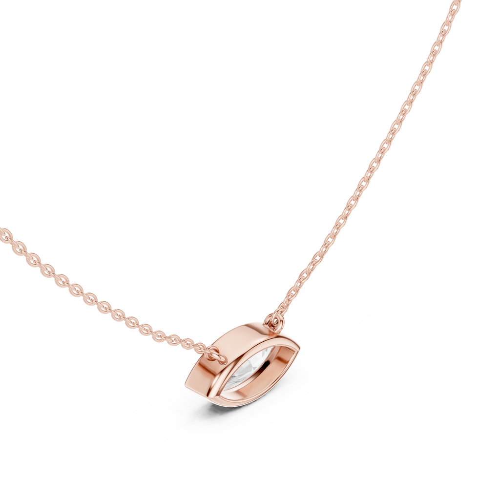 2.50 CT Marquise Cut Bezel Solitaire Diamond Pendant Necklace