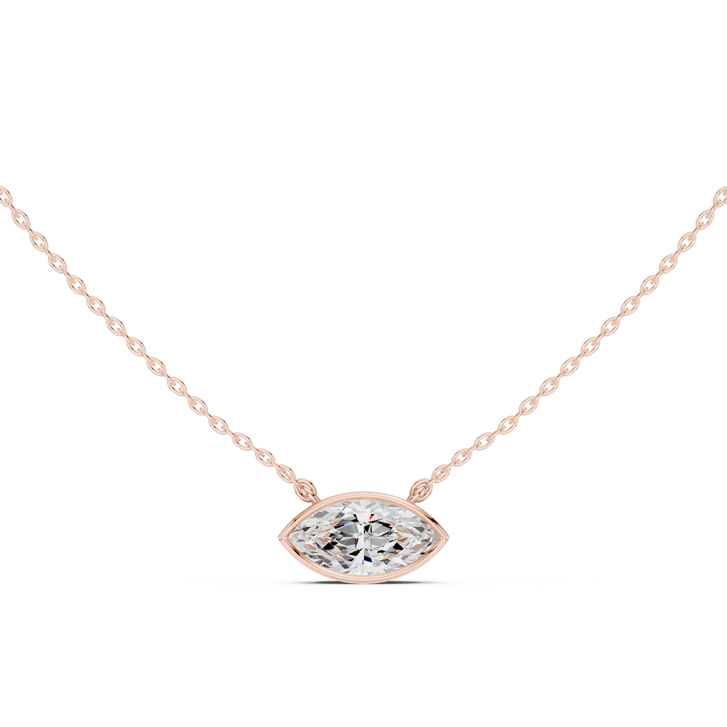 2.50 CT Marquise Cut Bezel Solitaire Diamond Pendant Necklace