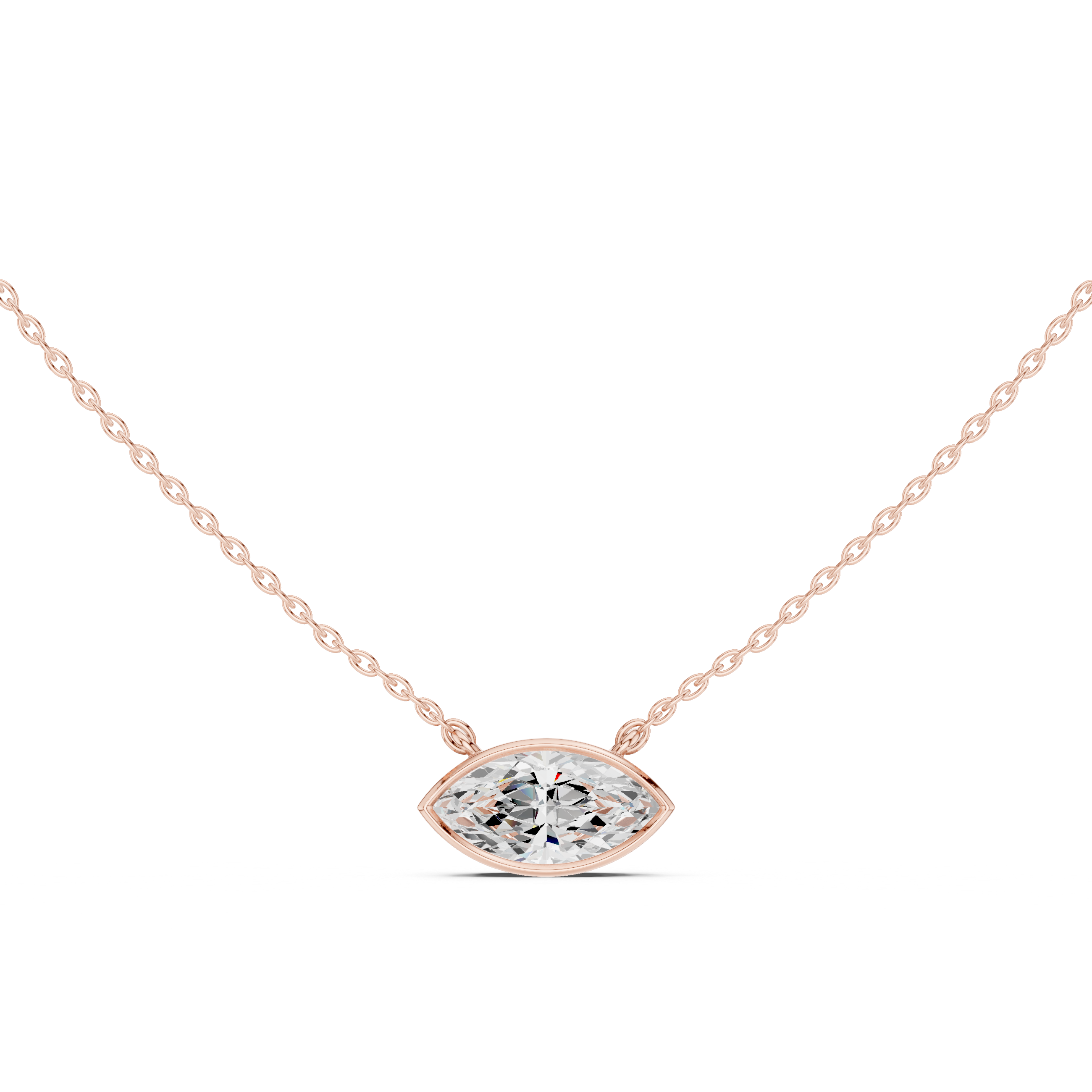 2.50 CT Marquise Cut Bezel Solitaire Diamond Pendant Necklace