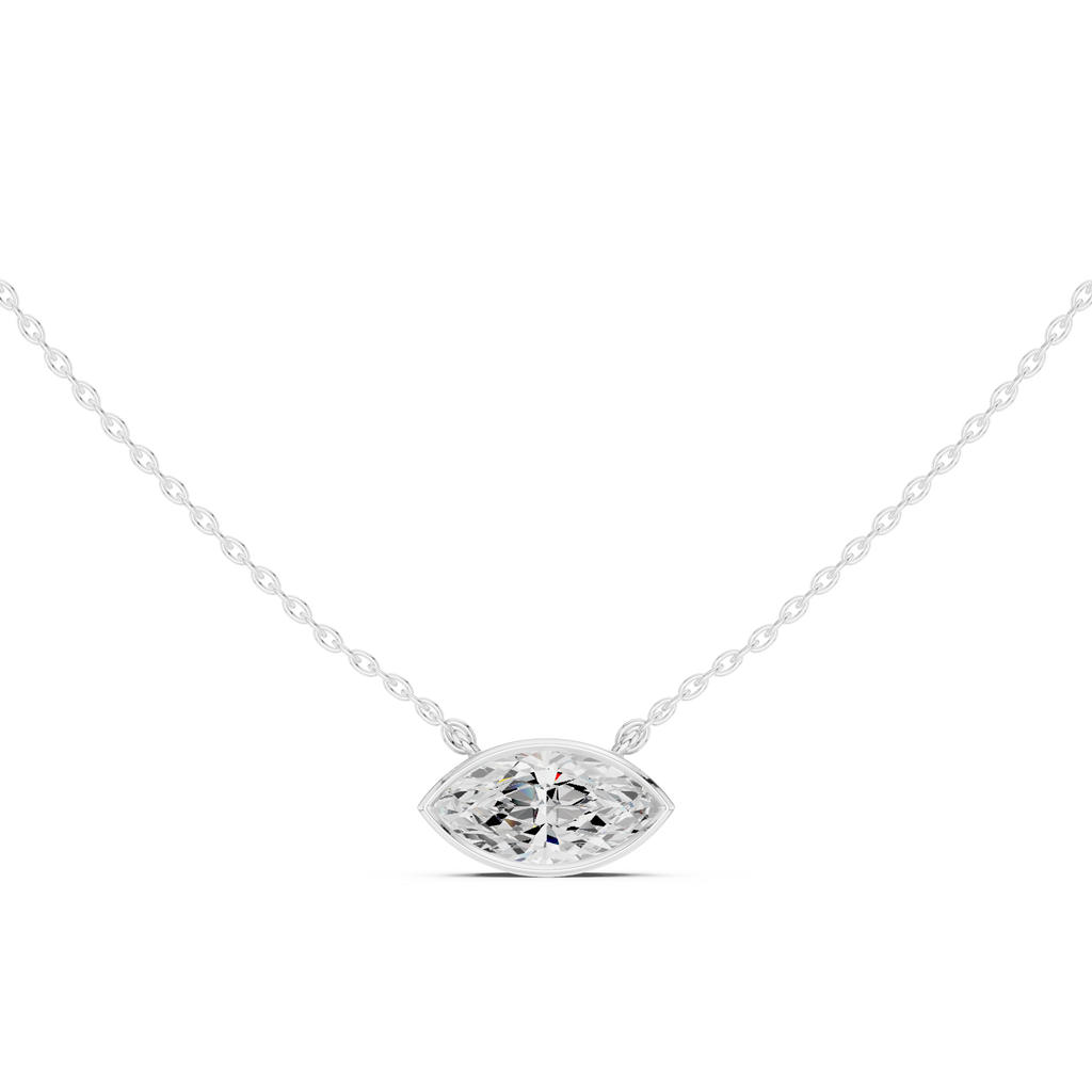 2.50 CT Marquise Cut Bezel Solitaire Diamond Pendant Necklace