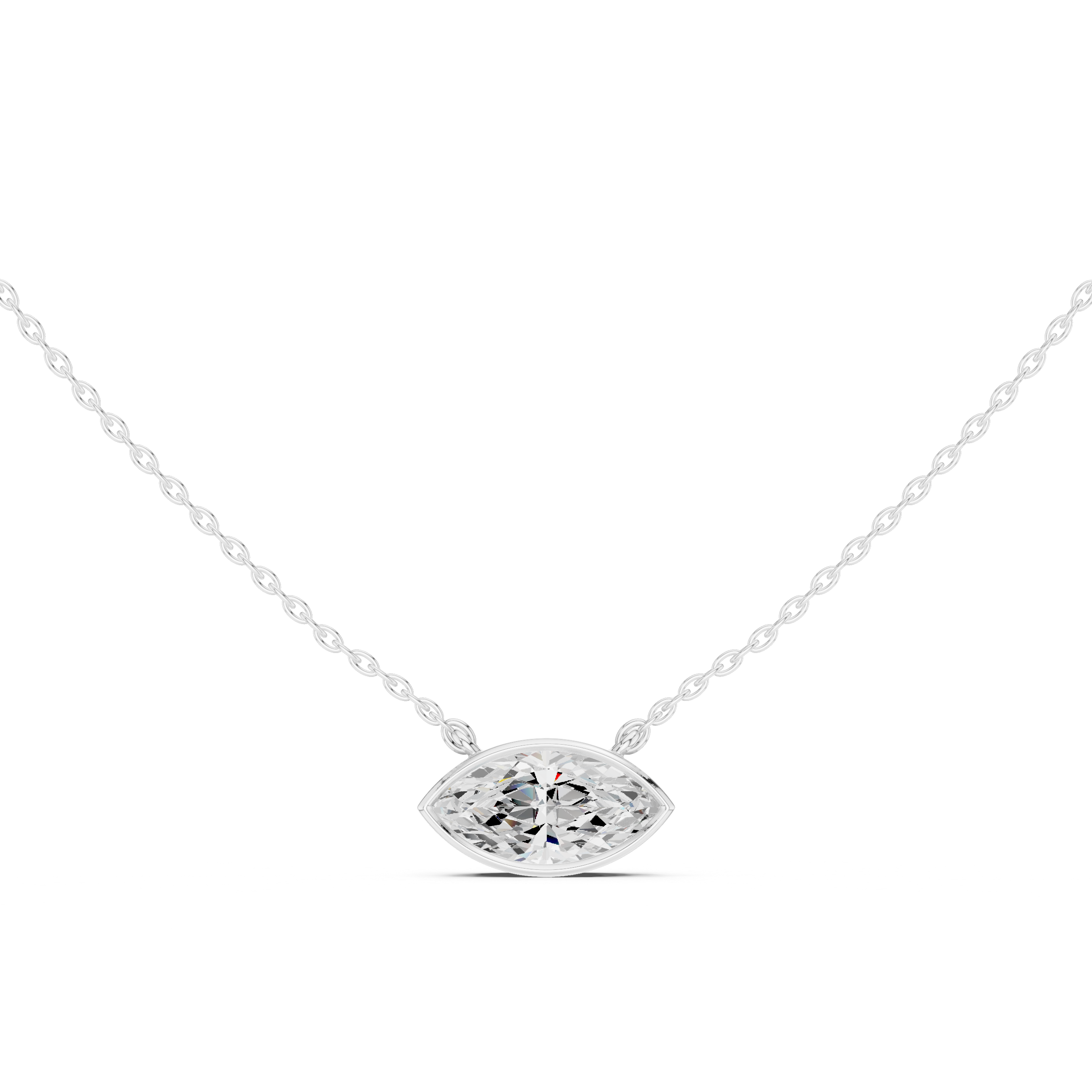 2.50 CT Marquise Cut Bezel Solitaire Diamond Pendant Necklace