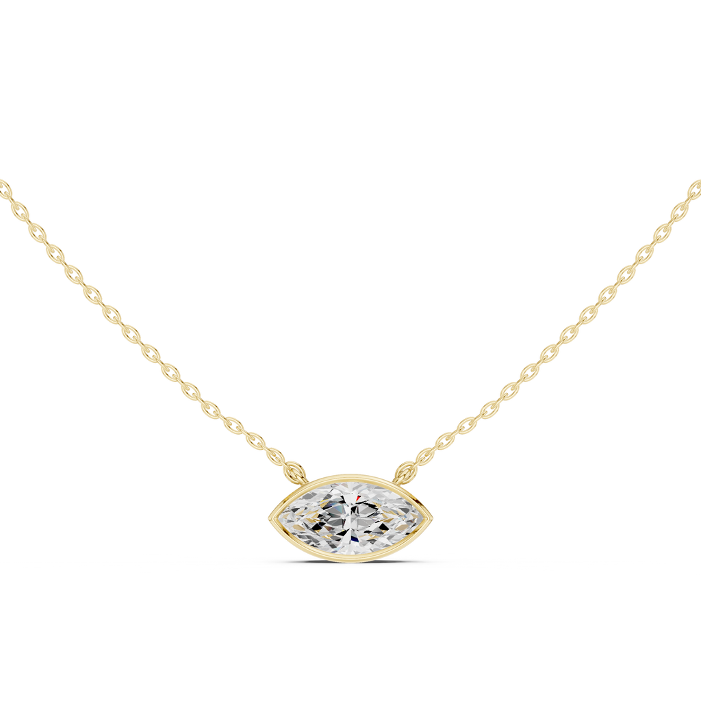 2.50 CT Marquise Cut Bezel Solitaire Diamond Pendant Necklace