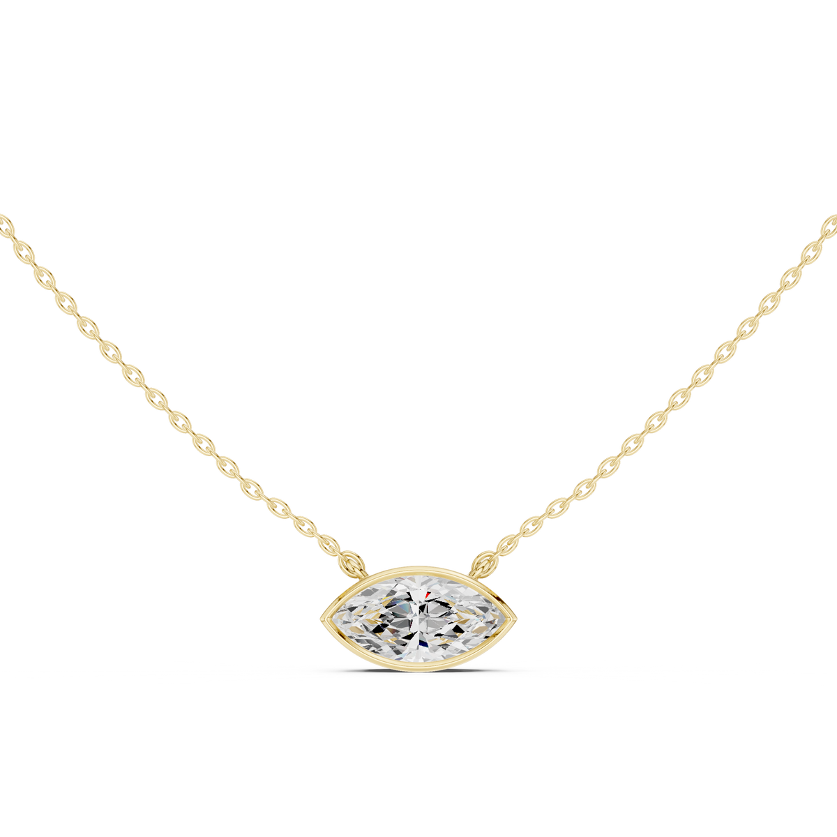 Marquise Cut Bezel Solitaire Diamond Pendant Necklace – view 9 of 12, lab grown diamond necklace | Jewelix Atelier