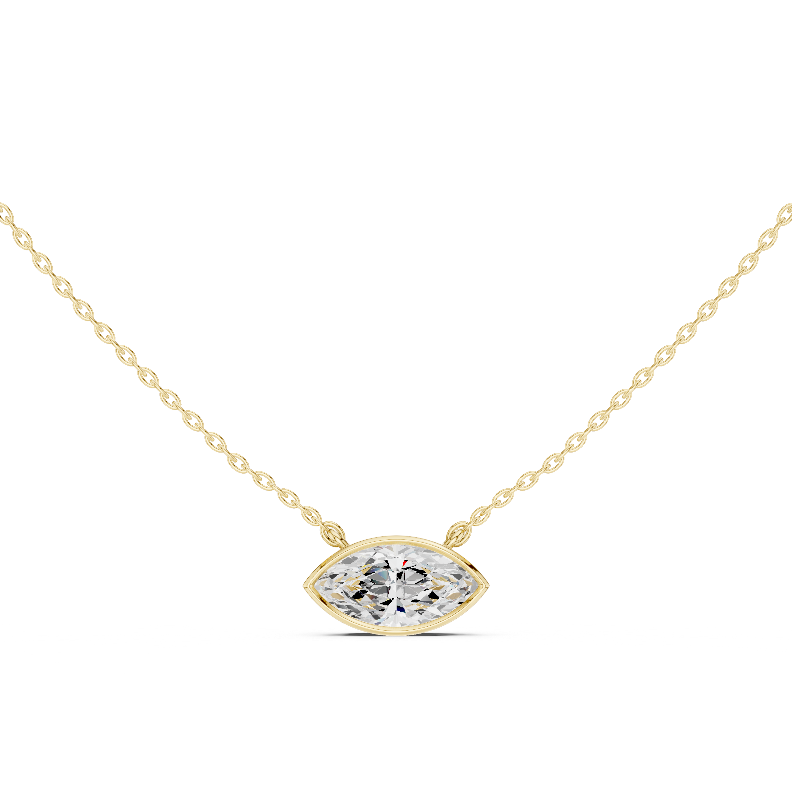 2.50 CT Marquise Cut Bezel Solitaire Diamond Pendant Necklace