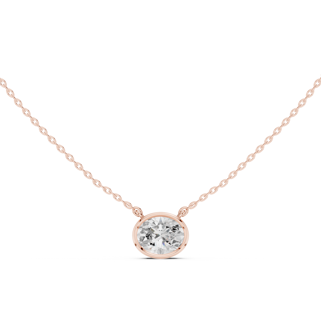 2.50 CT Oval Cut Bezel Solitaire Diamond Pendant Necklace