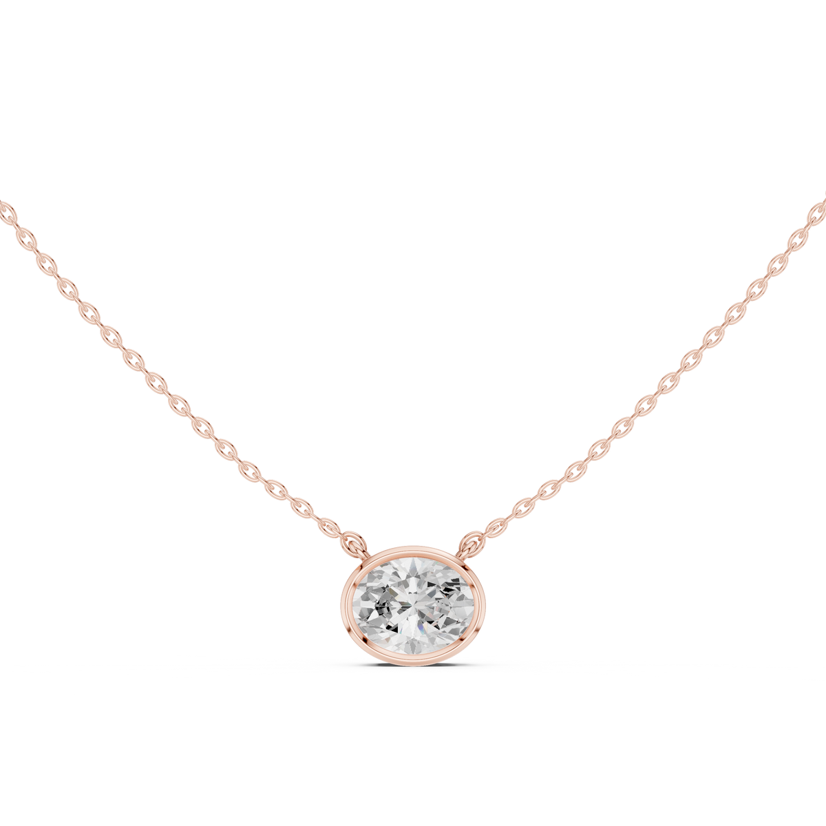 Oval Cut Bezel Solitaire Diamond Pendant – view 5 of 12, lab grown diamond pendant | Jewelix Atelier