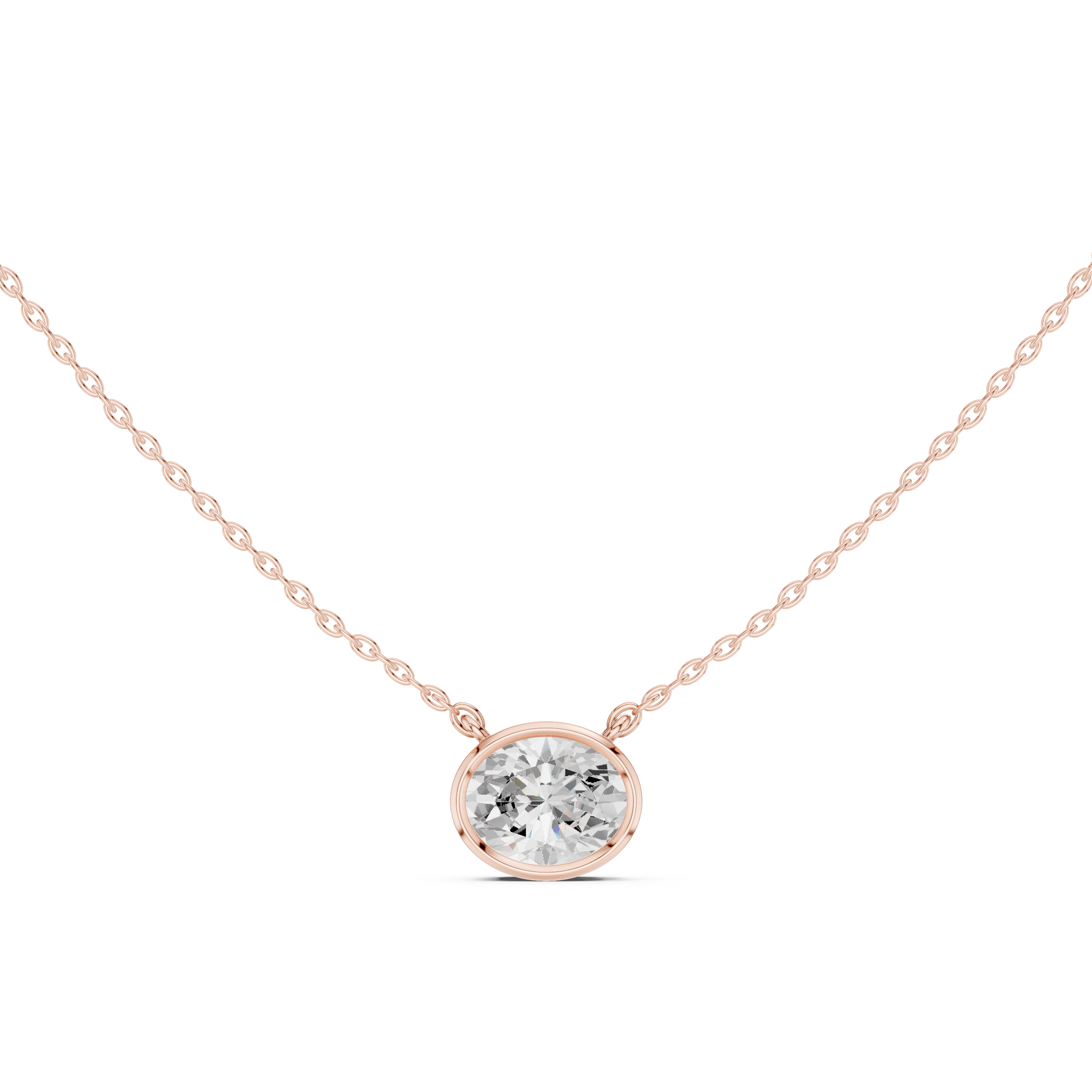 2.50 CT Oval Cut Bezel Solitaire Diamond Pendant Necklace