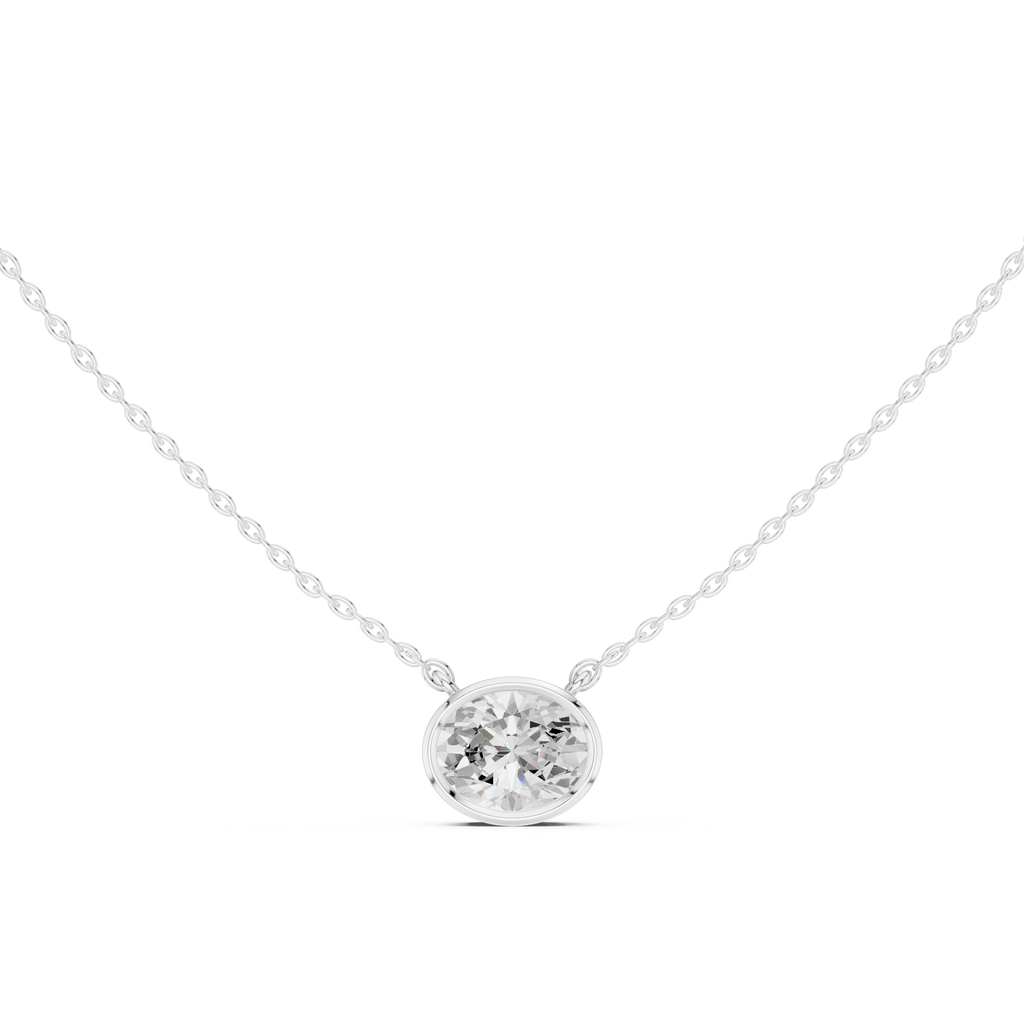 2.50 CT Oval Cut Bezel Solitaire Diamond Pendant Necklace