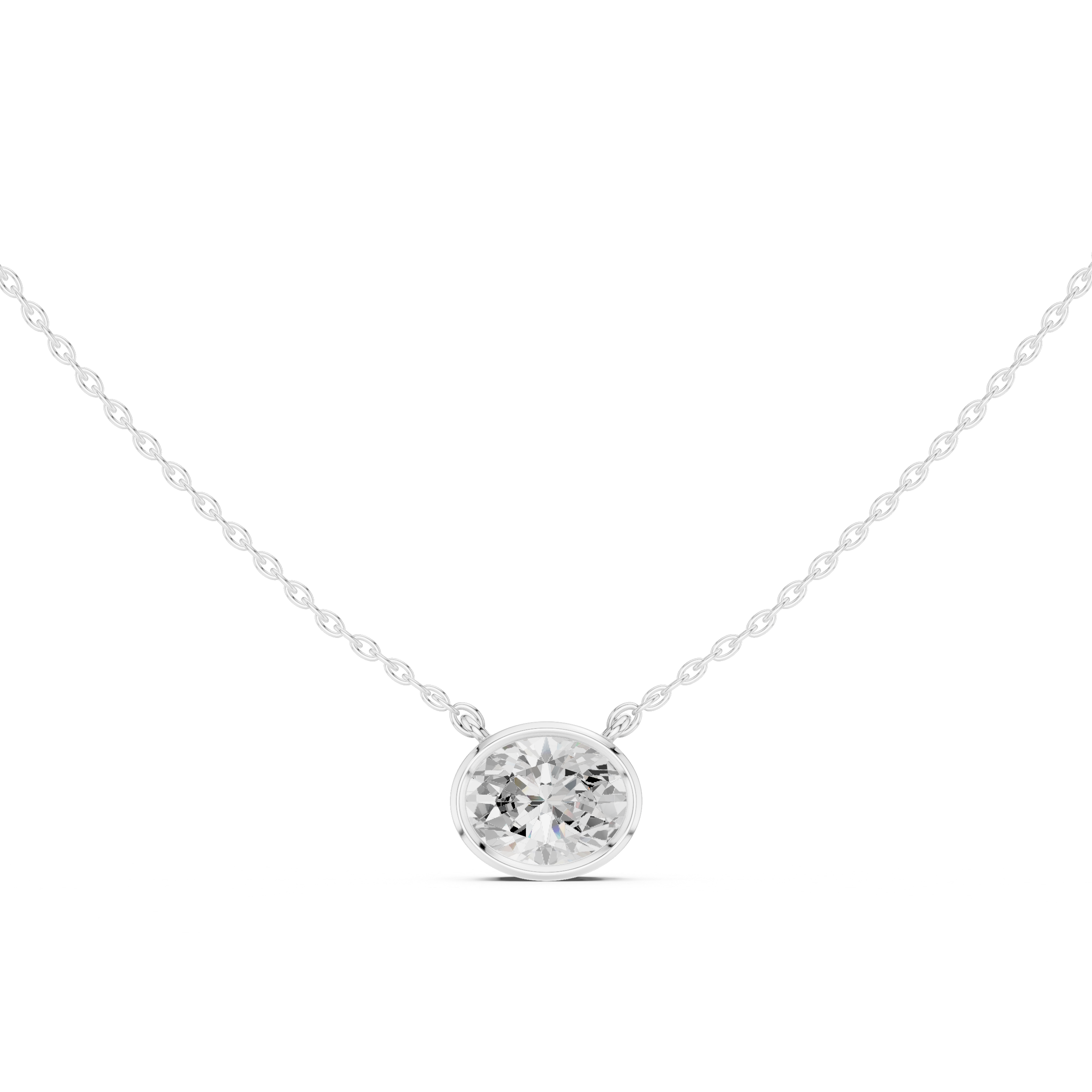 2.50 CT Oval Cut Bezel Solitaire Diamond Pendant Necklace