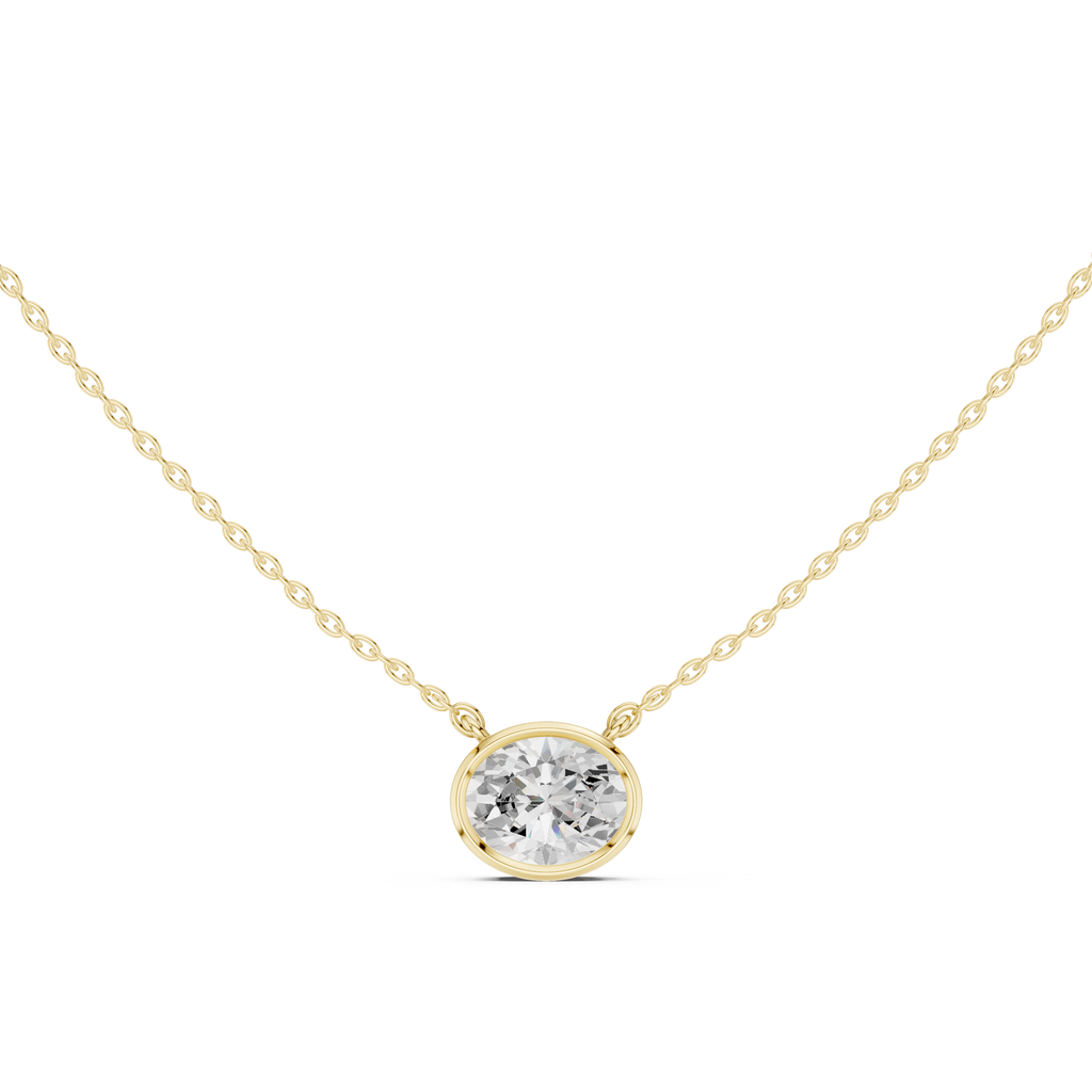 2.50 CT Oval Cut Bezel Solitaire Diamond Pendant Necklace