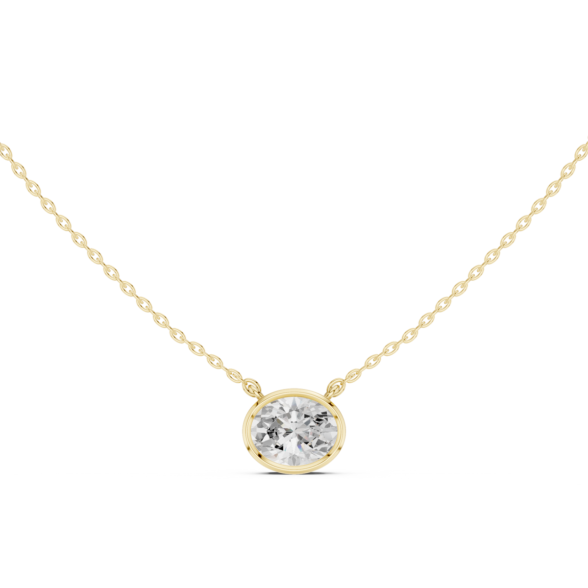Oval Cut Bezel Solitaire Diamond Pendant – view 9 of 12, lab grown diamond pendant | Jewelix Atelier