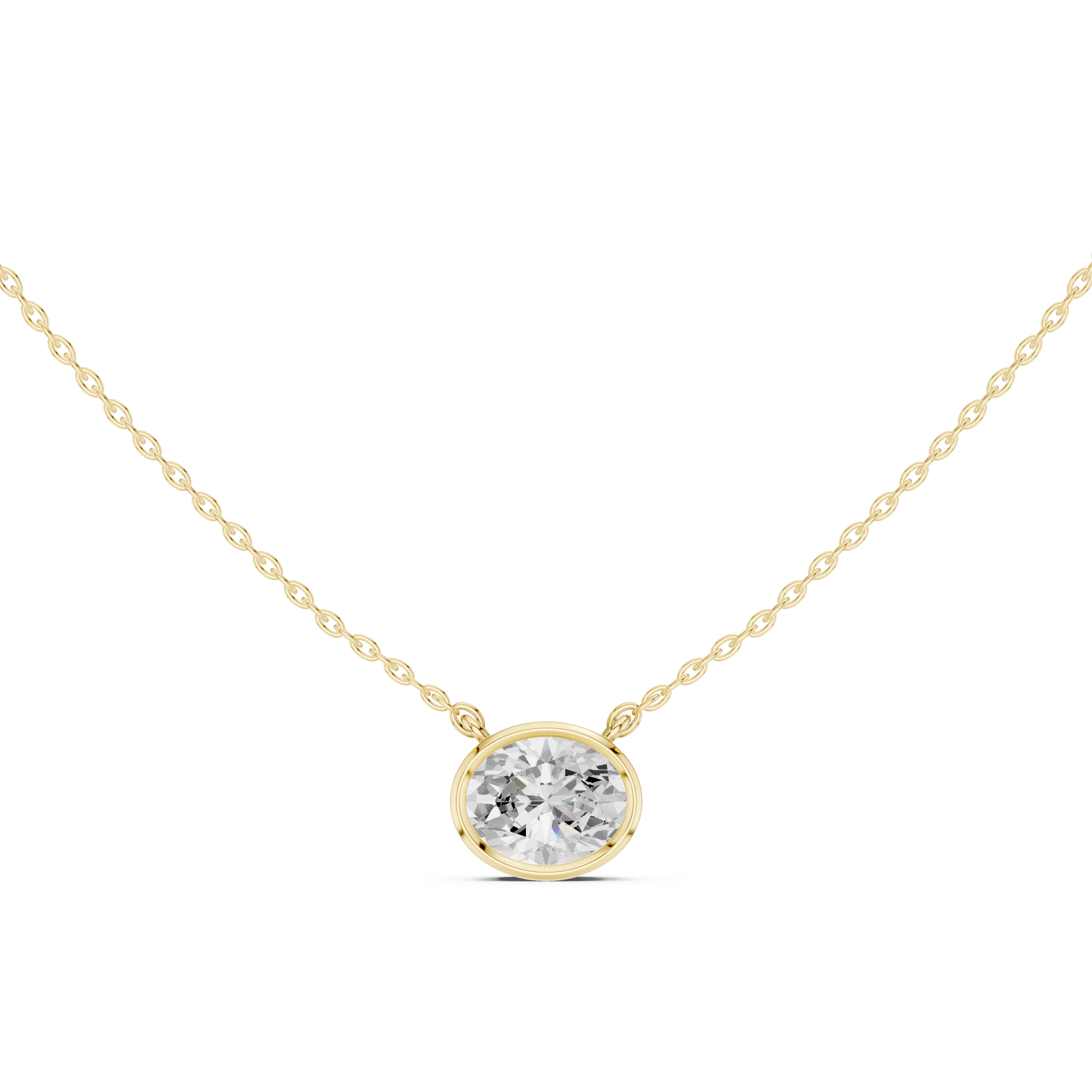 2.50 CT Oval Cut Bezel Solitaire Diamond Pendant Necklace