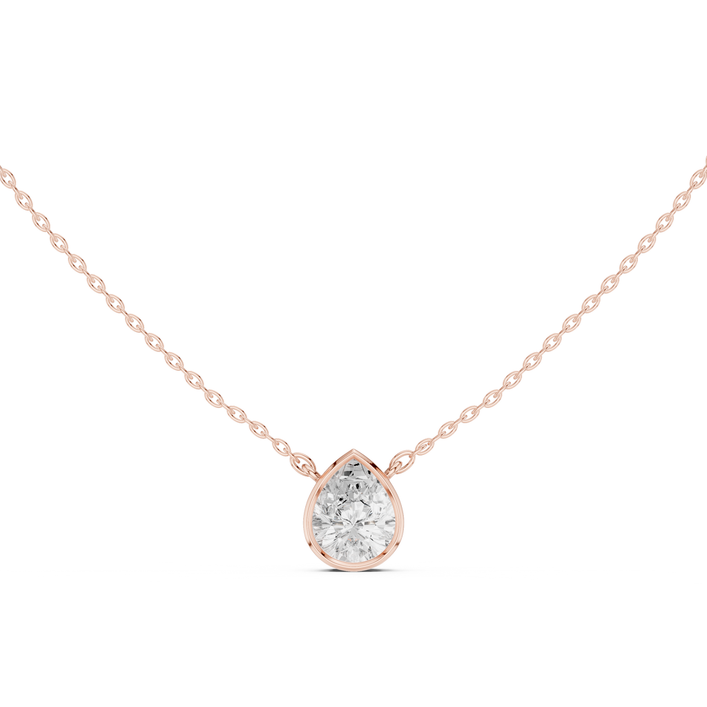 2.50 CT Pear Cut Bezel Solitaire Diamond Pendant Necklace